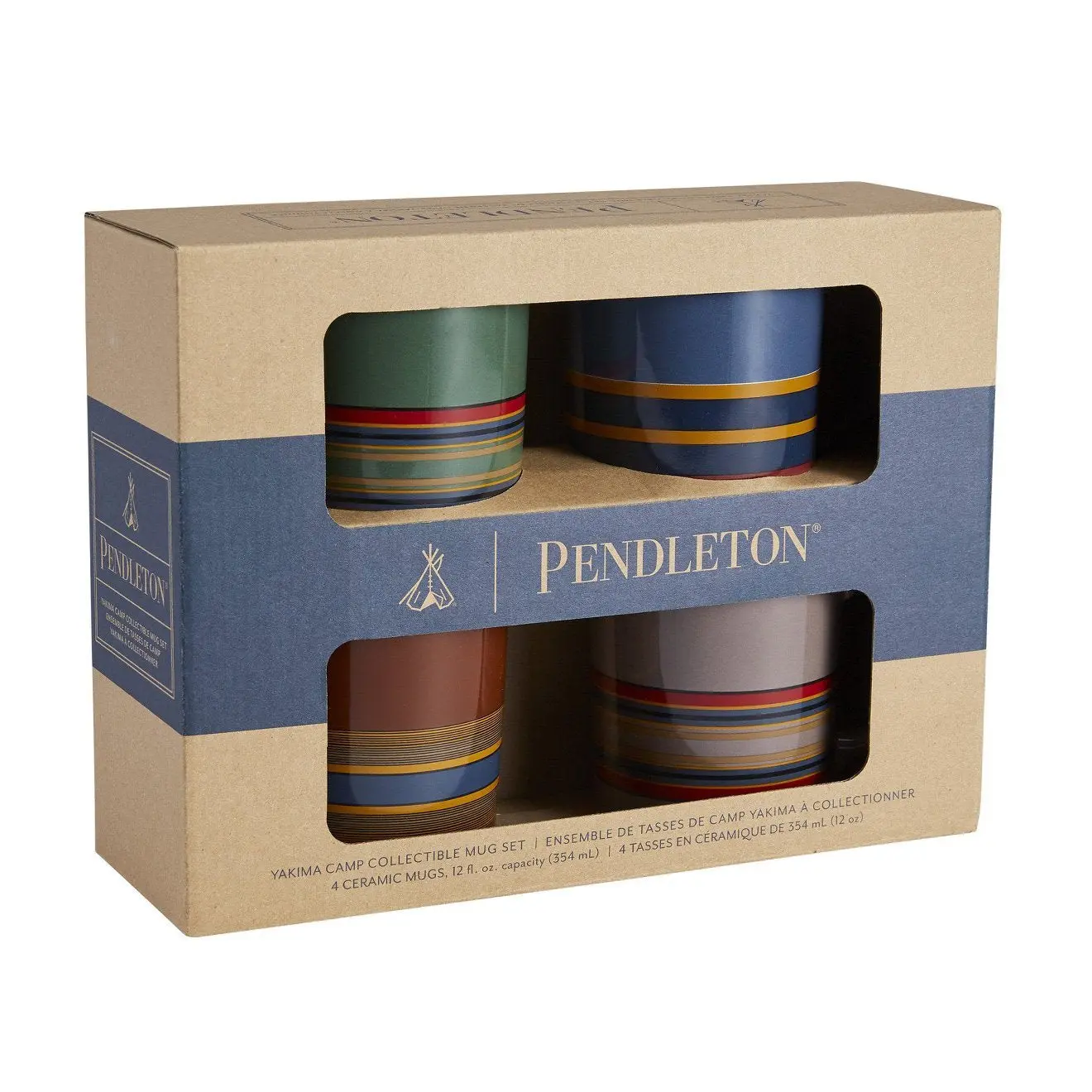 Pendleton Ceramic Mug Set of 4 Camp Stripe
