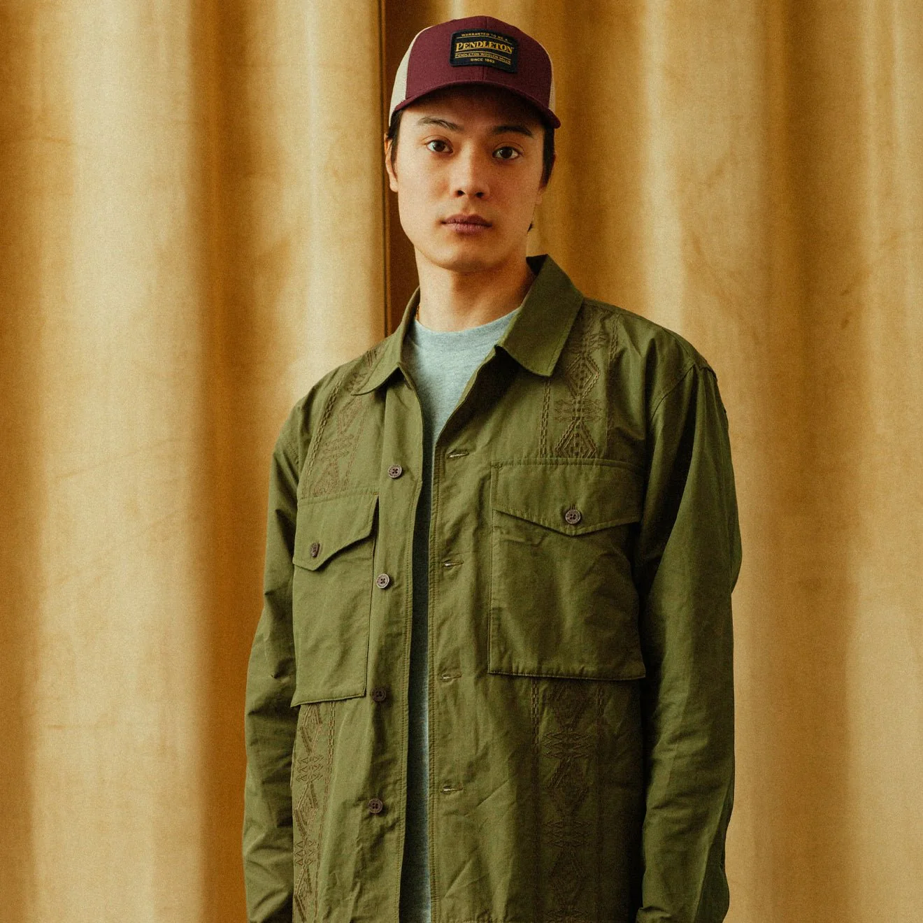 Pendleton Parachute Overshirt Olive - Image 5
