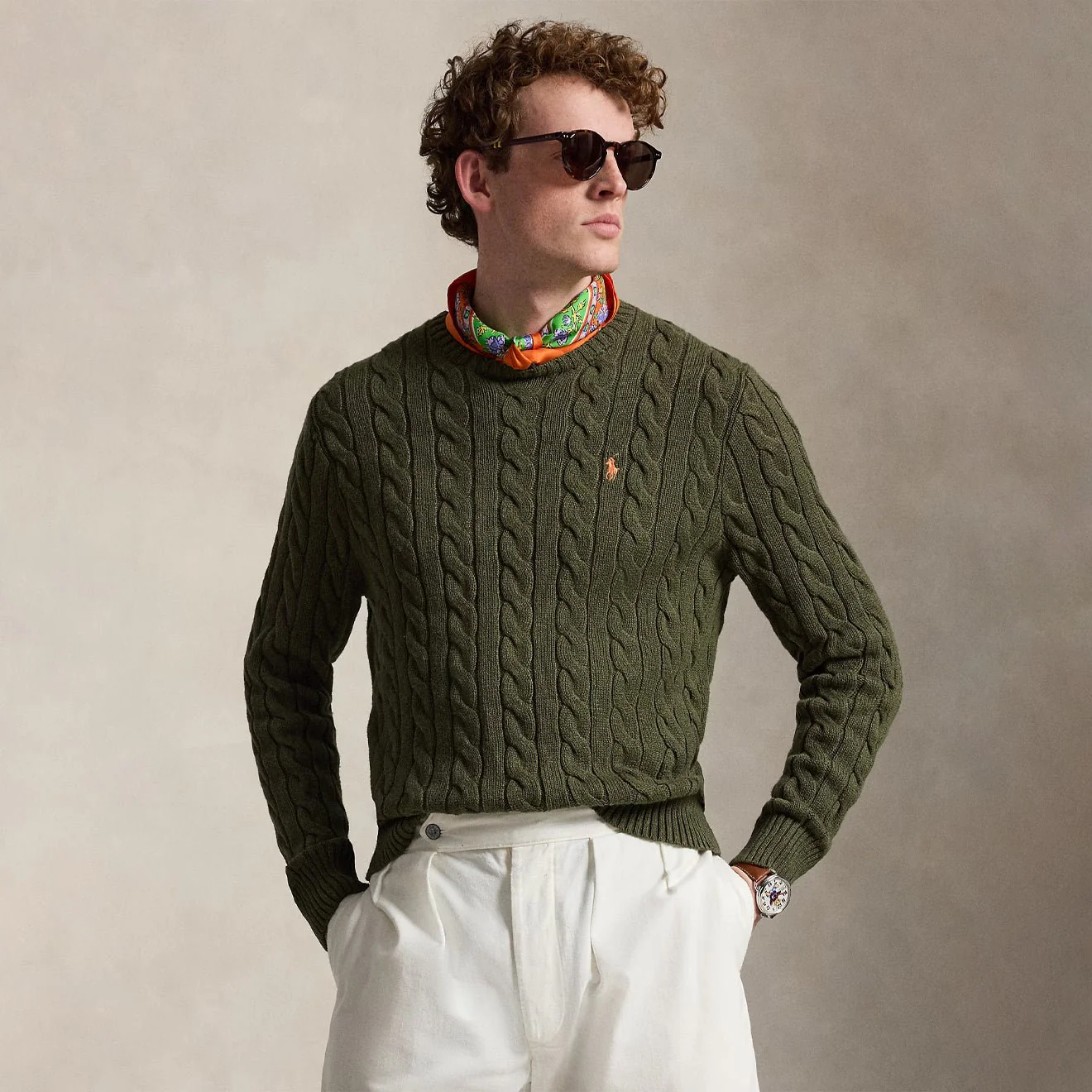 Polo Ralph Lauren Cable-Knit Cotton Jumper Garden Trail Heather - Image 2