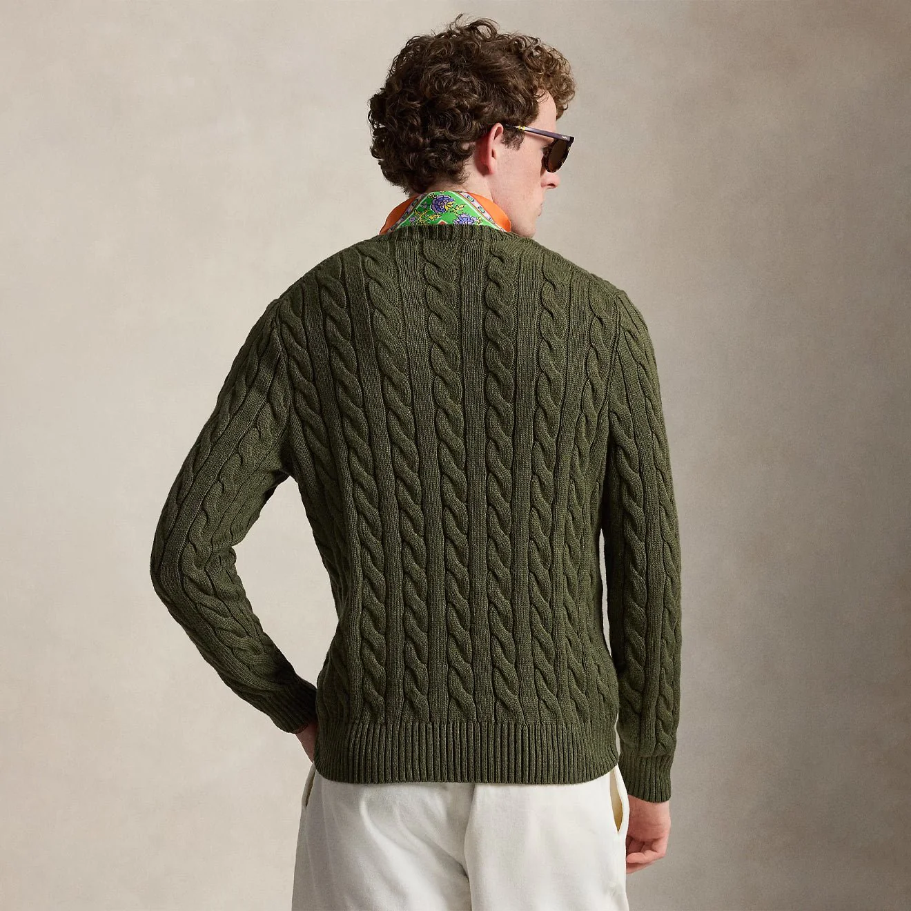 Polo Ralph Lauren Cable-Knit Cotton Jumper Garden Trail Heather - Image 3