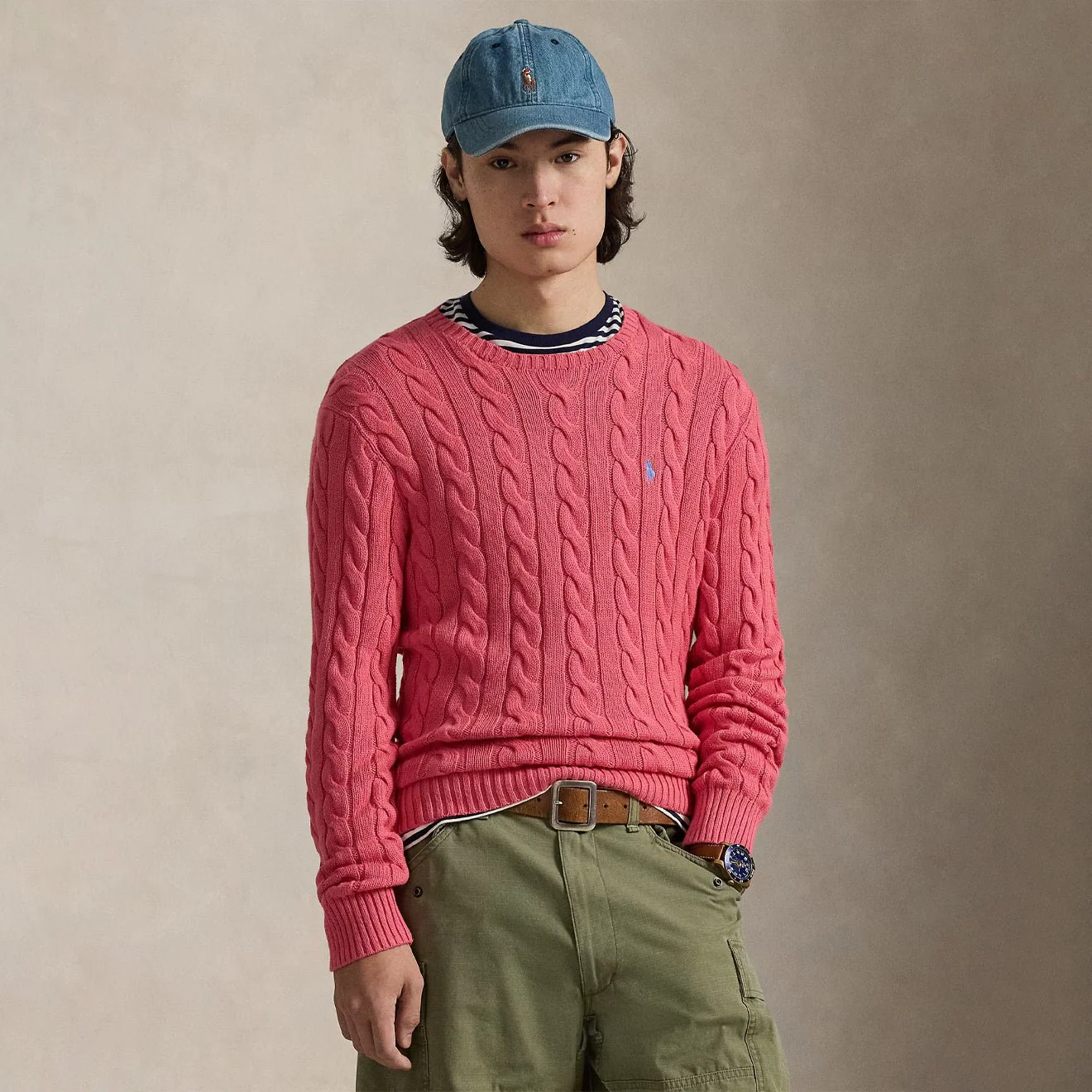 Polo Ralph Lauren Cable-Knit Cotton Jumper Pale Red - Image 2