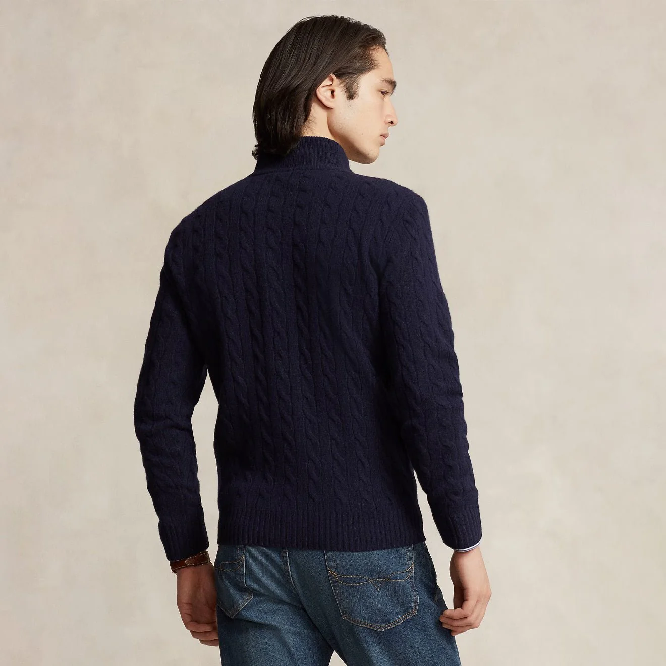 Polo Ralph Lauren Cable-Knit Wool-Cashmere Sweater Hunter Navy - Image 3