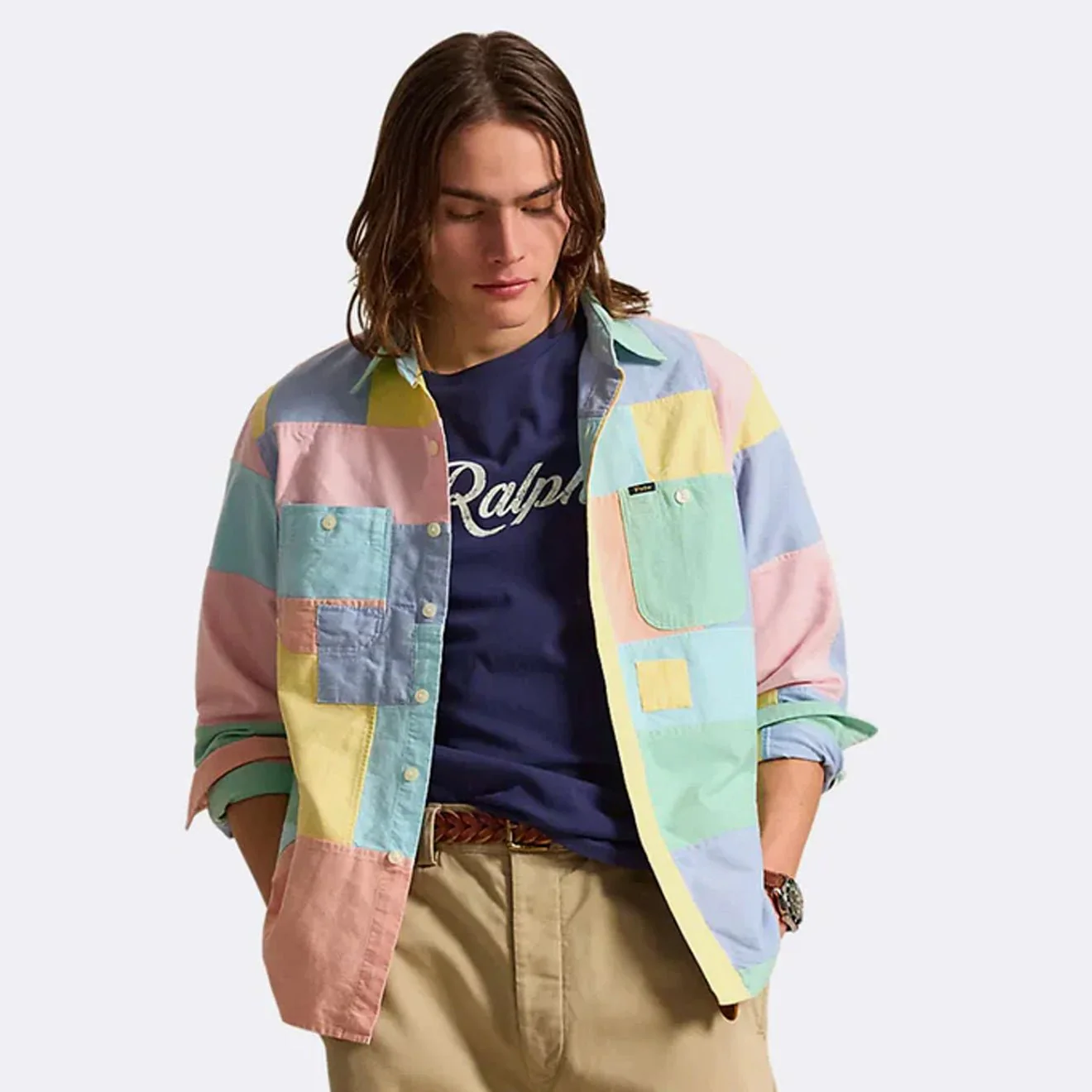 Polo Ralph Lauren Classic Fit Patchwork Oxford Workshirt Mended Funshirt - Image 2