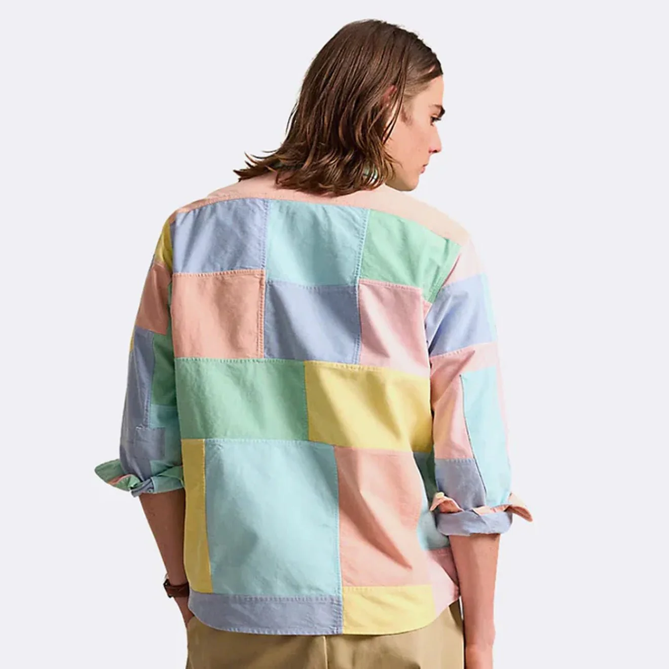 Polo Ralph Lauren Classic Fit Patchwork Oxford Workshirt Mended Funshirt - Image 3