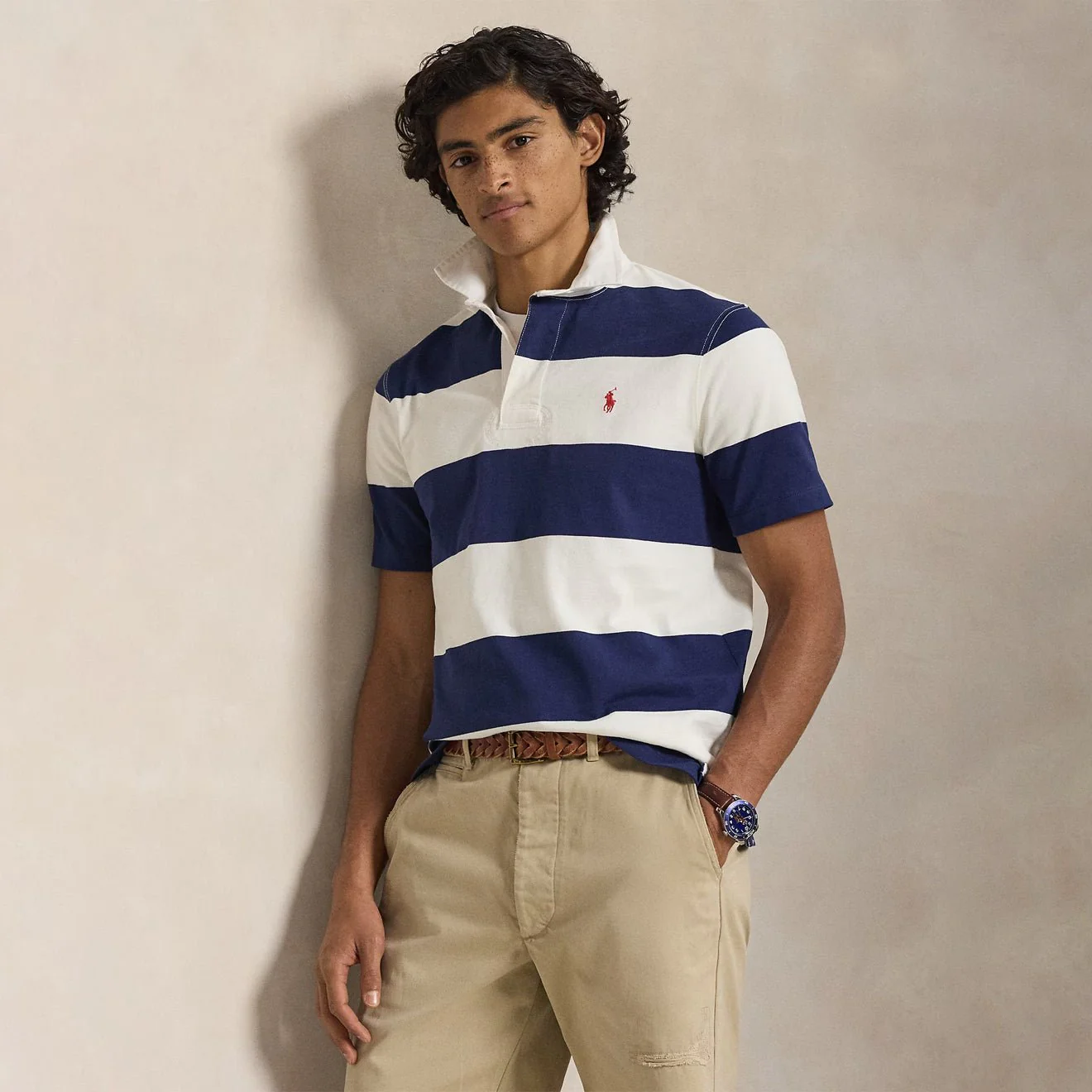 Polo Ralph Lauren Classic Fit S/S Rugby Shirt Dark Cobalt / Deckwash White - Image 2