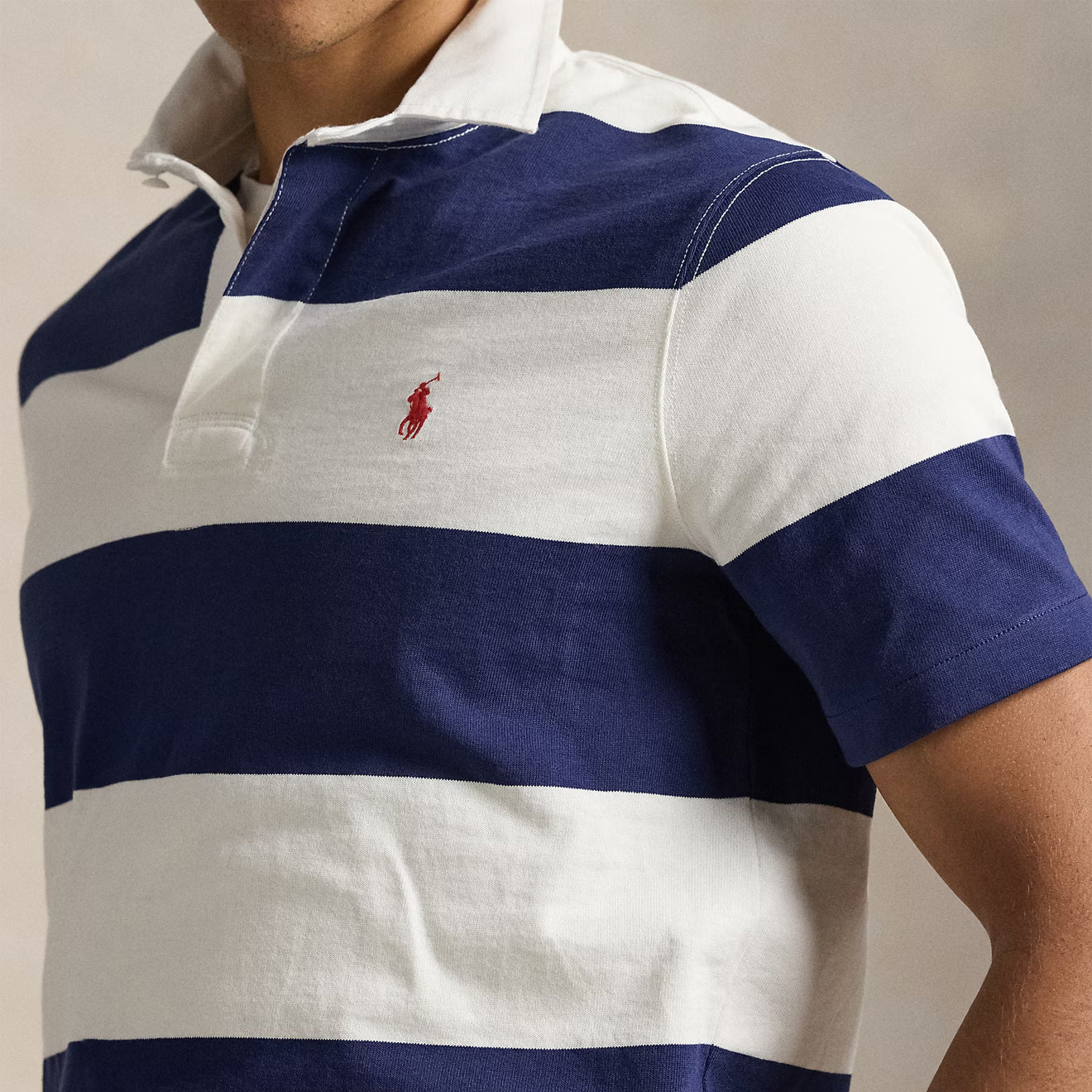 Polo Ralph Lauren Classic Fit S/S Rugby Shirt Dark Cobalt / Deckwash White - Image 4