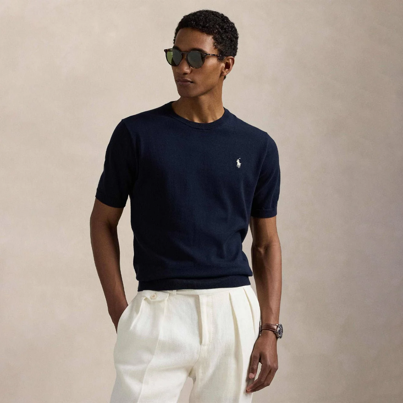 Polo Ralph Lauren Cotton Crewneck S/S Sweater Hunter Navy - Image 2