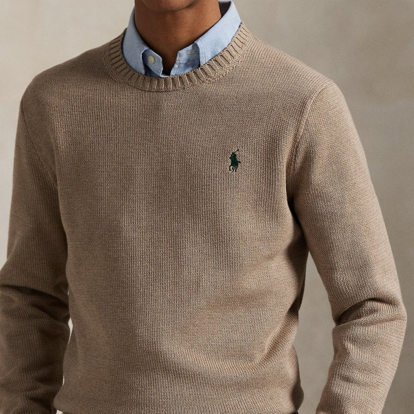 Polo Ralph Lauren Cotton Crewneck Sweater Bronze Melange - Image 4