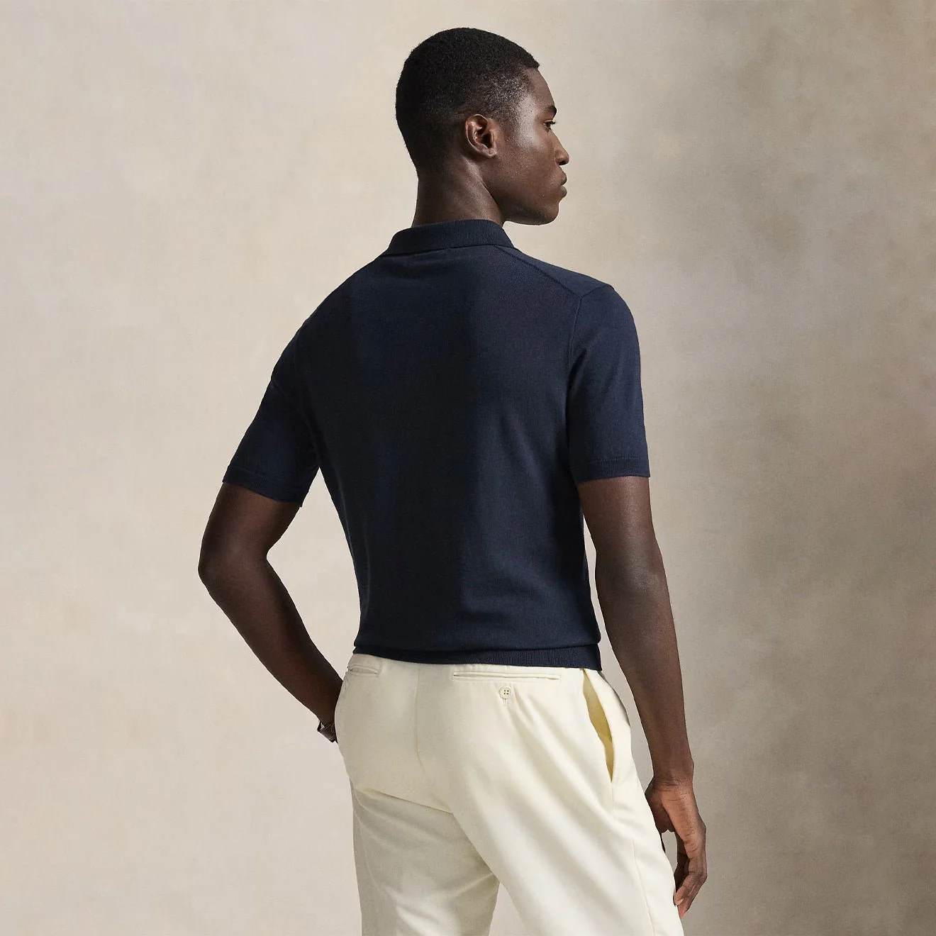Polo Ralph Lauren Cotton Polo-Collar Jumper Hunter Navy - Image 3