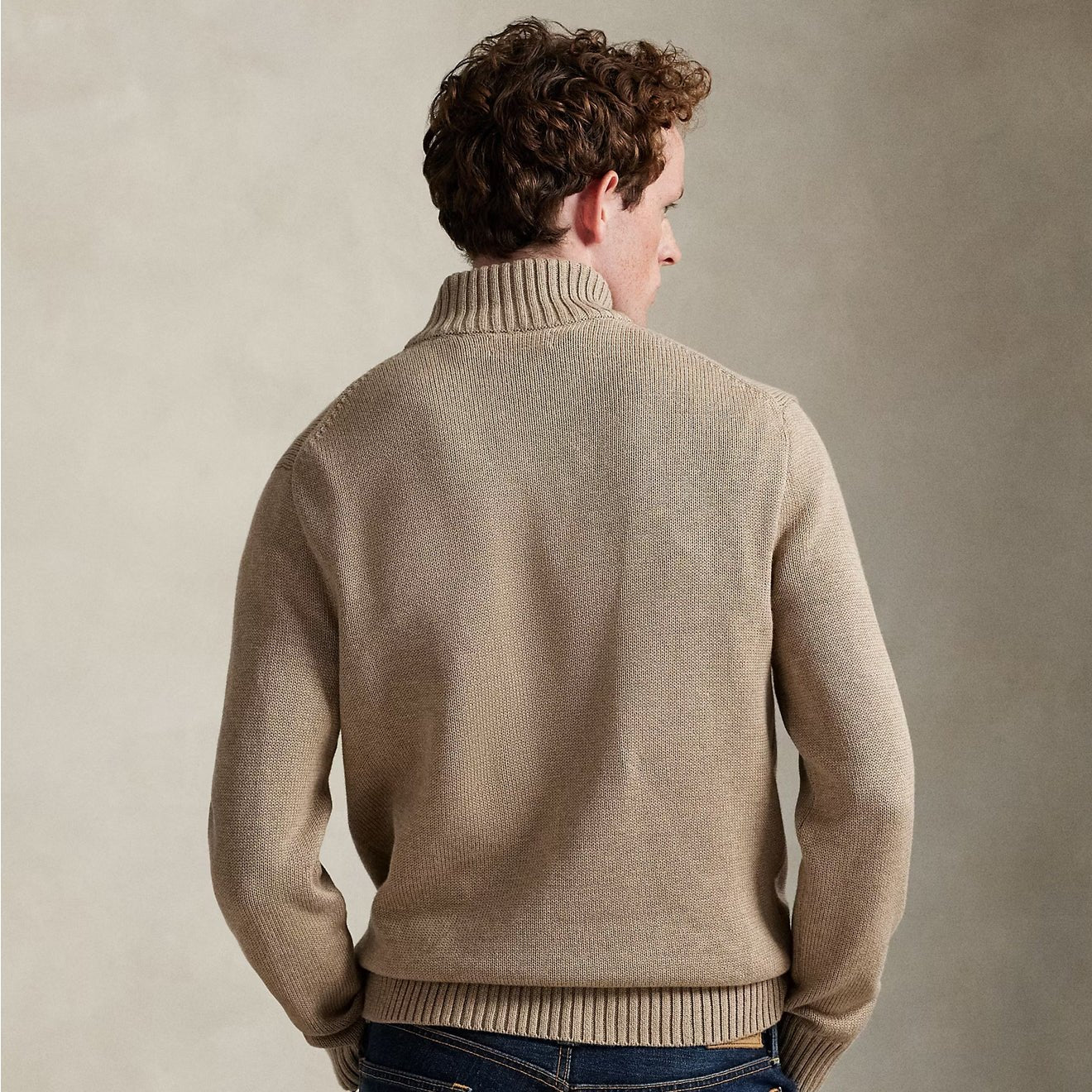 Polo Ralph Lauren Cotton Quarter-Zip Sweater Bronze Melange - Image 3