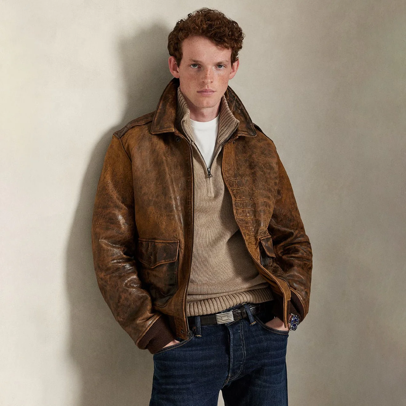 Polo Ralph Lauren Cotton Quarter-Zip Sweater Bronze Melange - Image 4