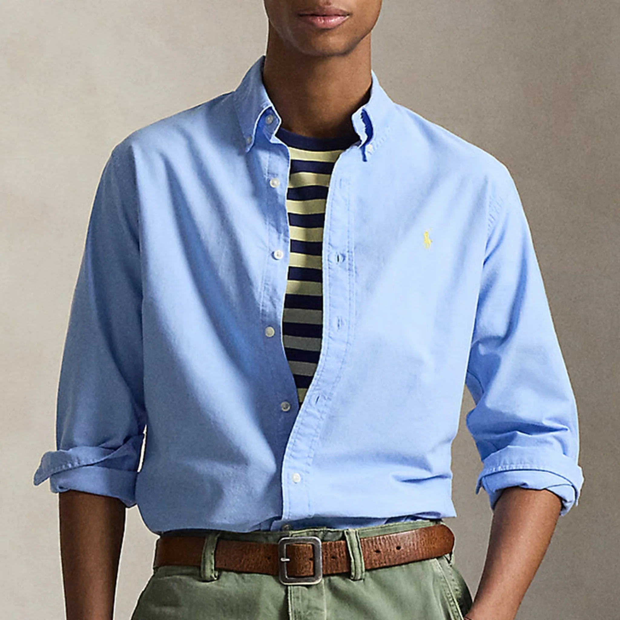 Polo Ralph Lauren Custom Fit Garment-Dyed Oxford Shirt Austin Blue - Image 2