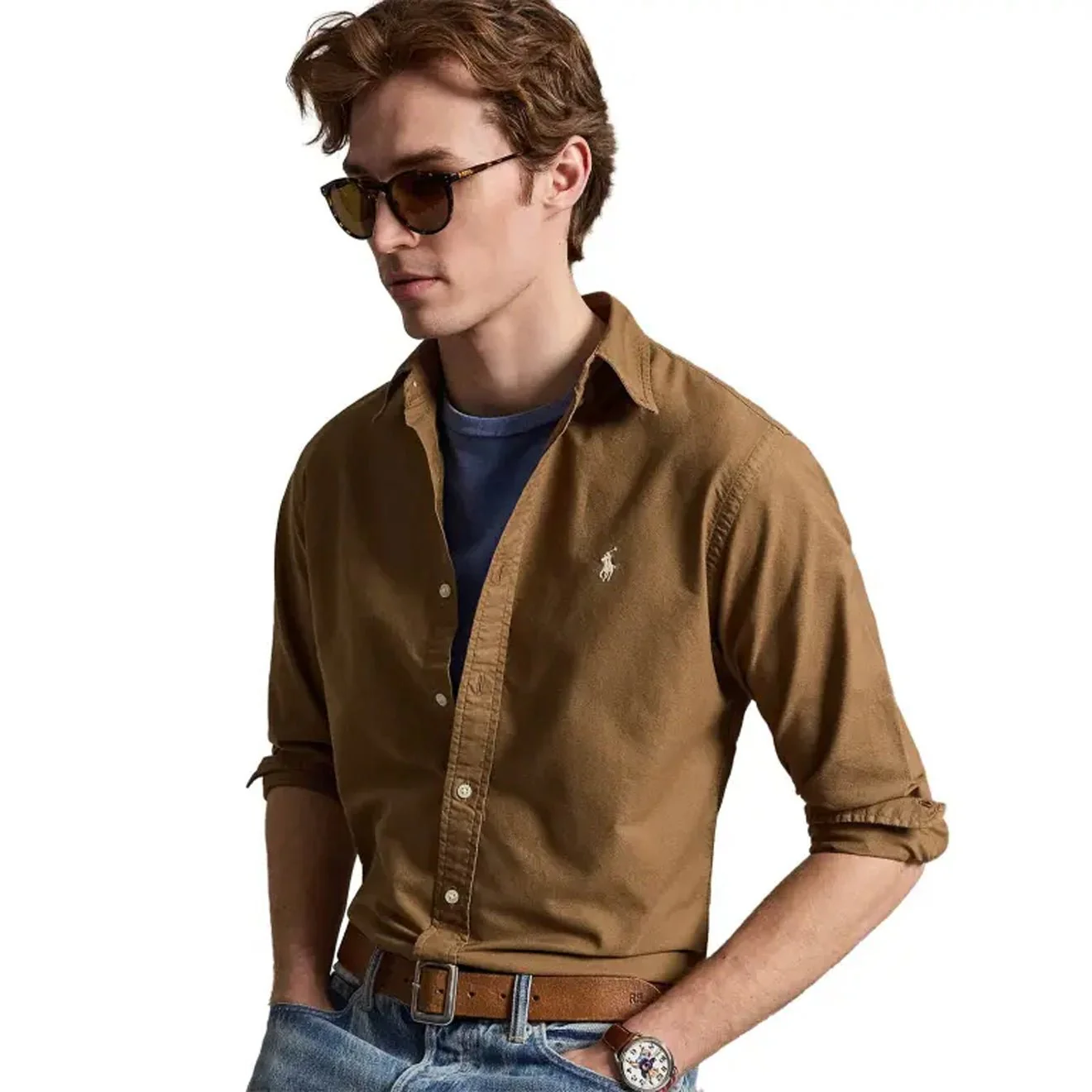 Polo Ralph Lauren Custom Fit Garment-Dyed Oxford Shirt RL Brown - Image 2