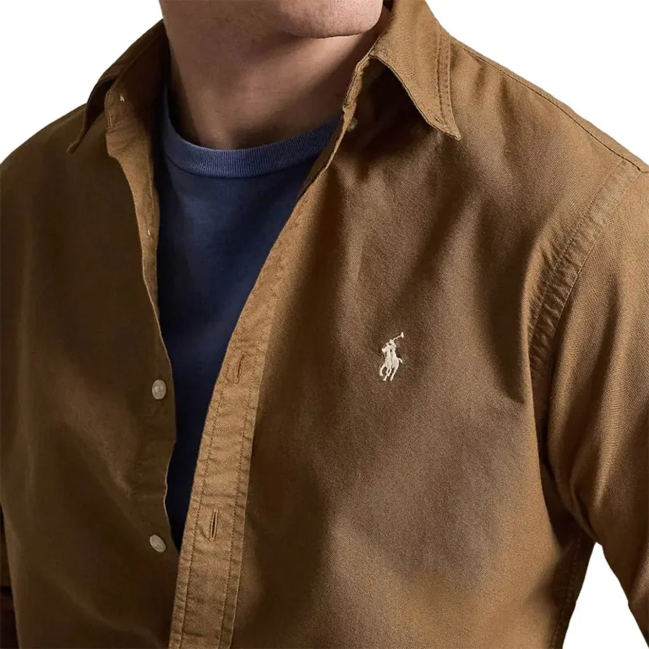Polo Ralph Lauren Custom Fit Garment-Dyed Oxford Shirt RL Brown - Image 3