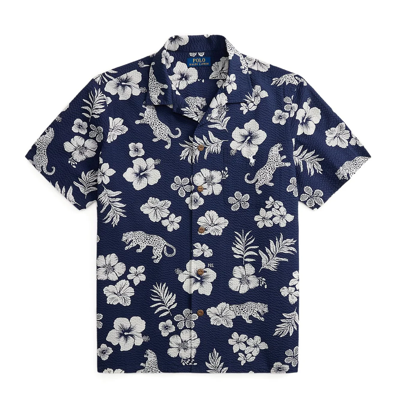 Polo Ralph Lauren Custom Fit Striped Linen Shirt Jaguar Tropical