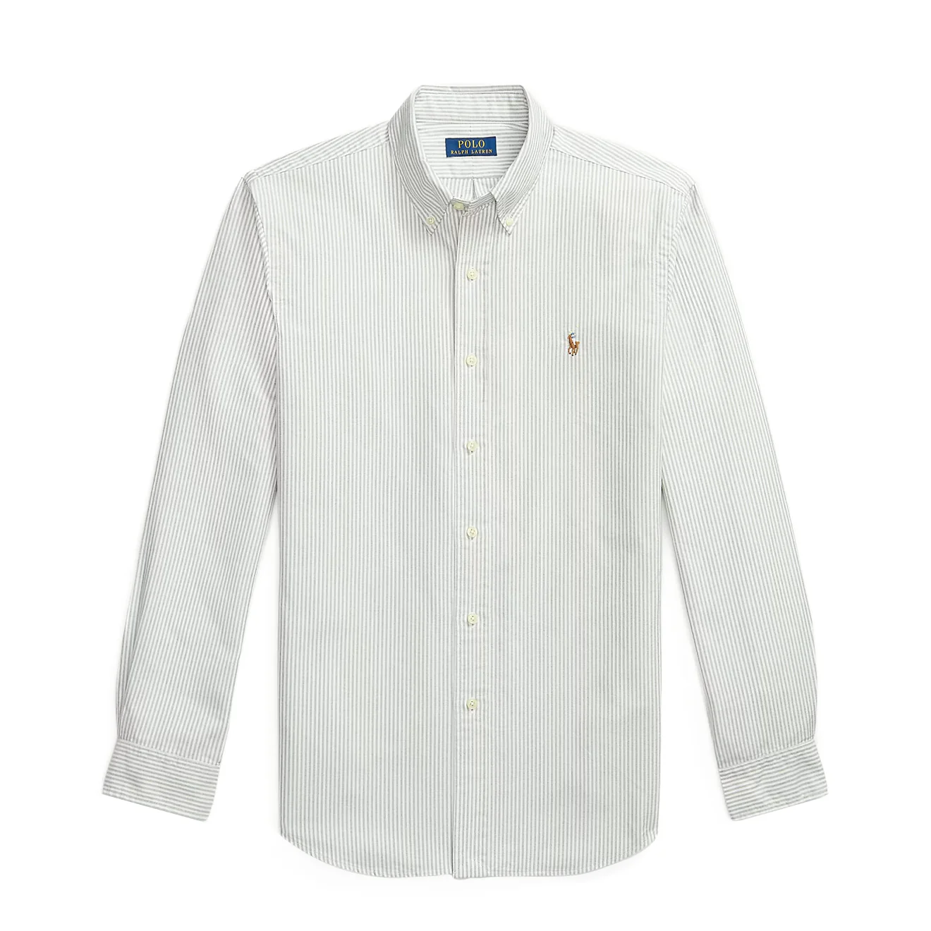 Polo Ralph Lauren Custom Fit Striped Oxford Shirt Shamrock / White
