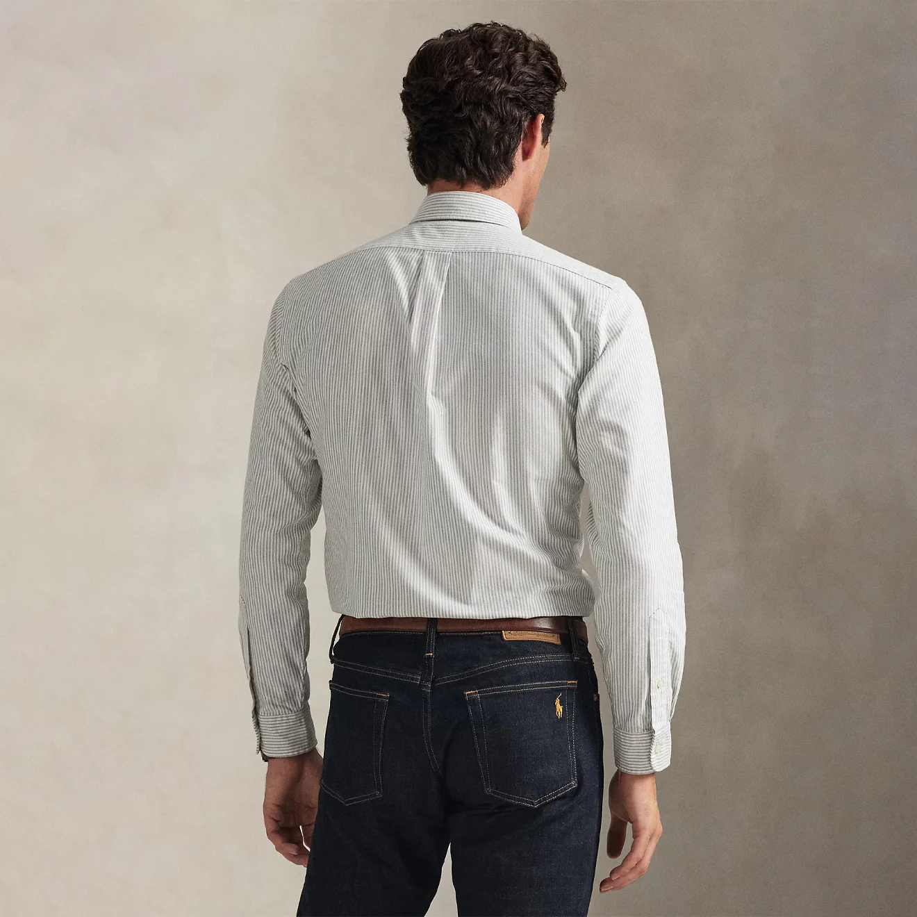 Polo Ralph Lauren Custom Fit Striped Oxford Shirt Shamrock / White - Image 3