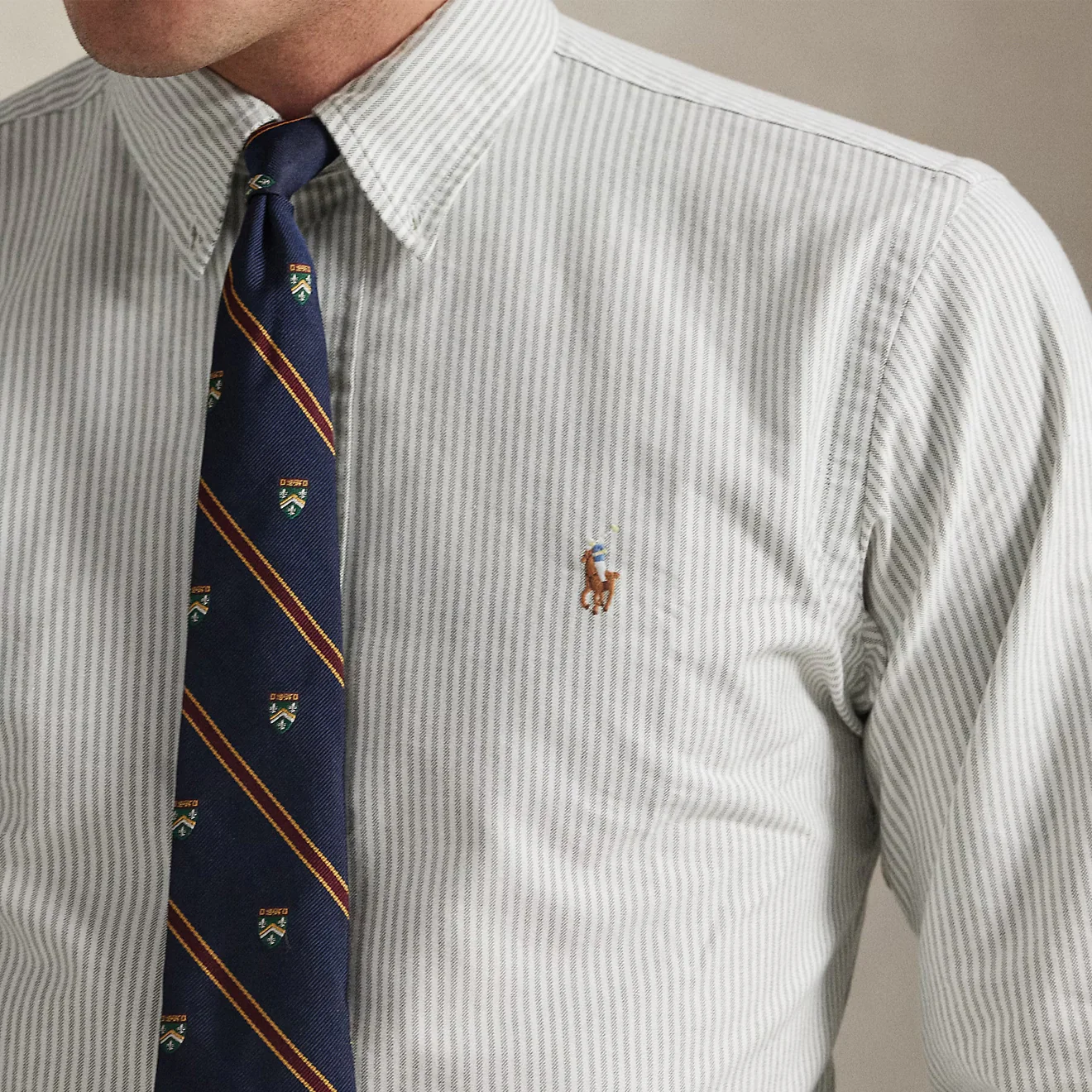 Polo Ralph Lauren Custom Fit Striped Oxford Shirt Shamrock / White - Image 4