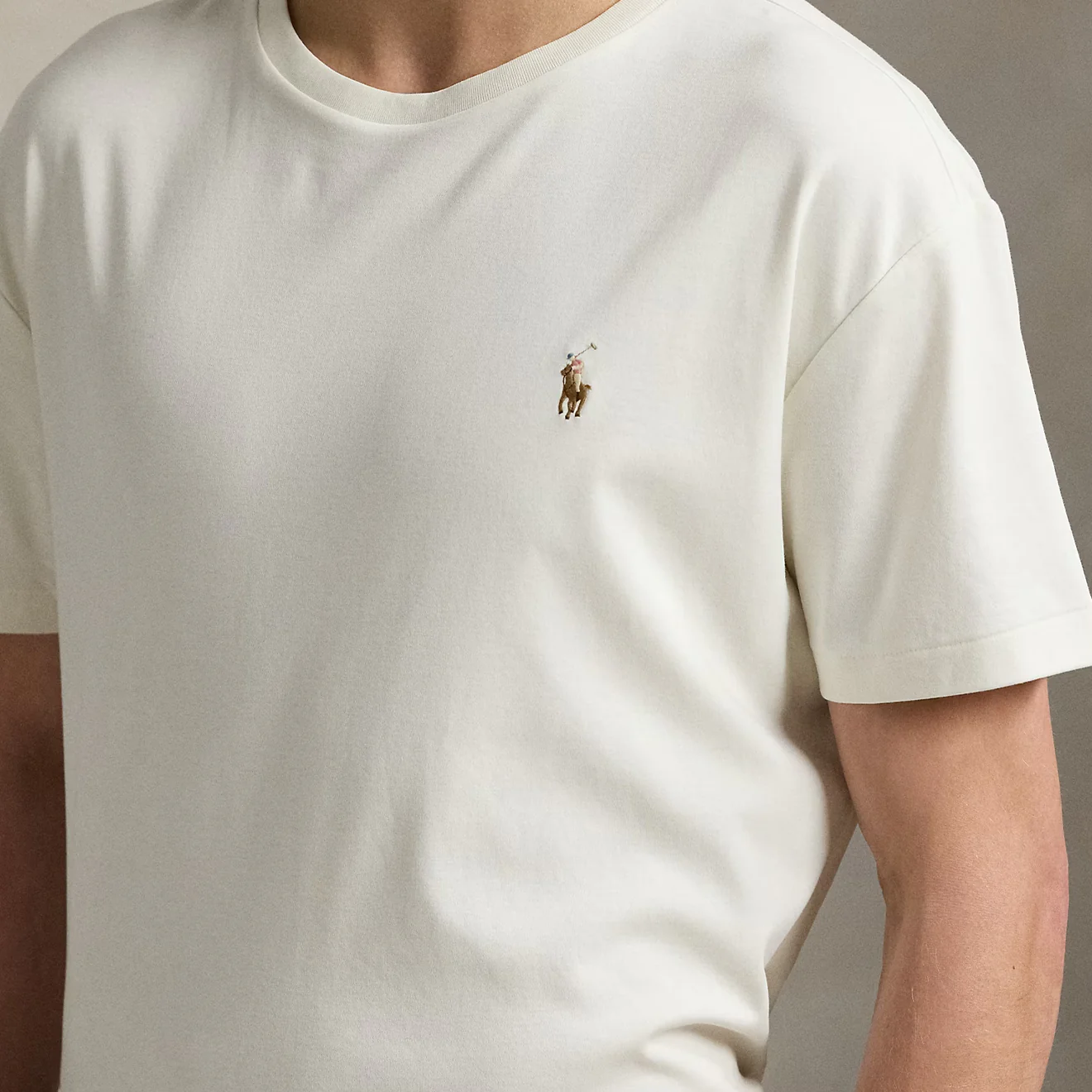 Polo Ralph Lauren Custom Slim Fit Jersey Crewneck T-Shirt Antique Cream - Image 3
