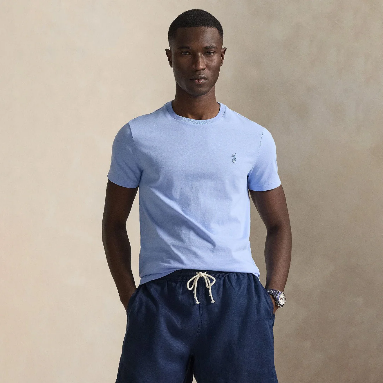 Polo Ralph Lauren Custom Slim Fit Jersey Crewneck T-Shirt Blue Lagoon - Image 2