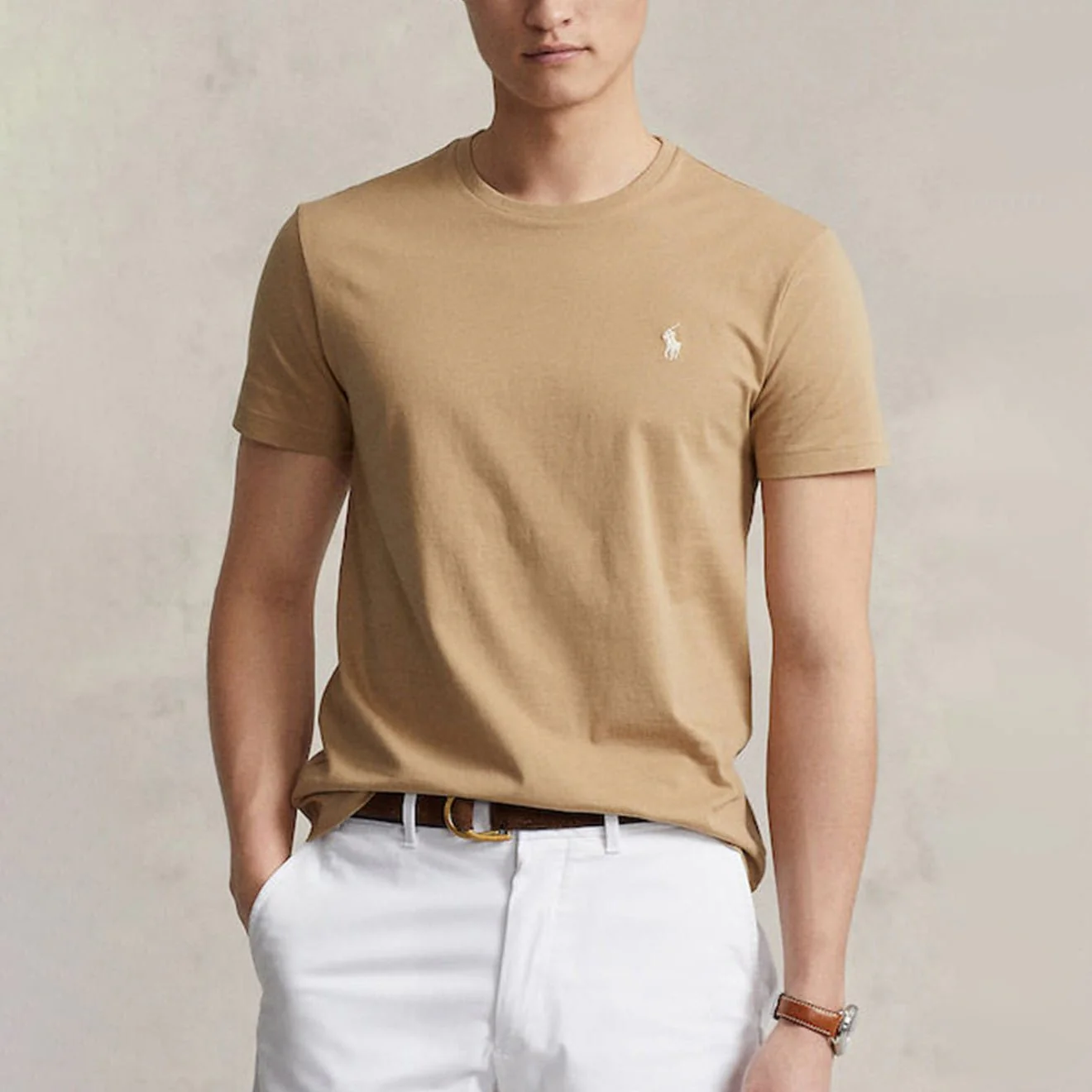 Polo Ralph Lauren Custom Slim Fit  T-Shirt Cafe Tan - Image 2