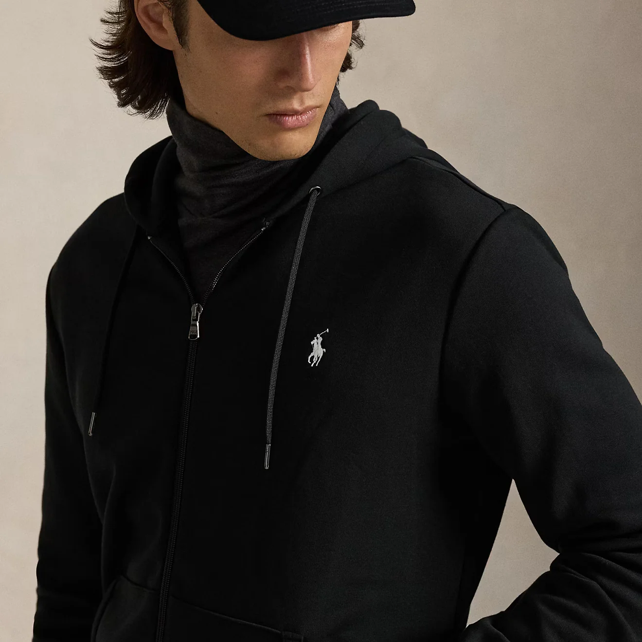 Polo Ralph Lauren Double-Knit Full-Zip Hoodie Polo Black - Image 3