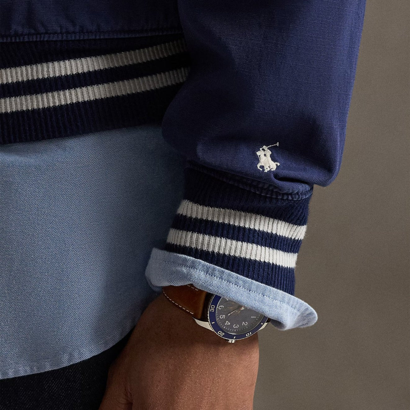 Polo Ralph Lauren Embroidered Canvas Track Jacket Newport Navy - Image 5