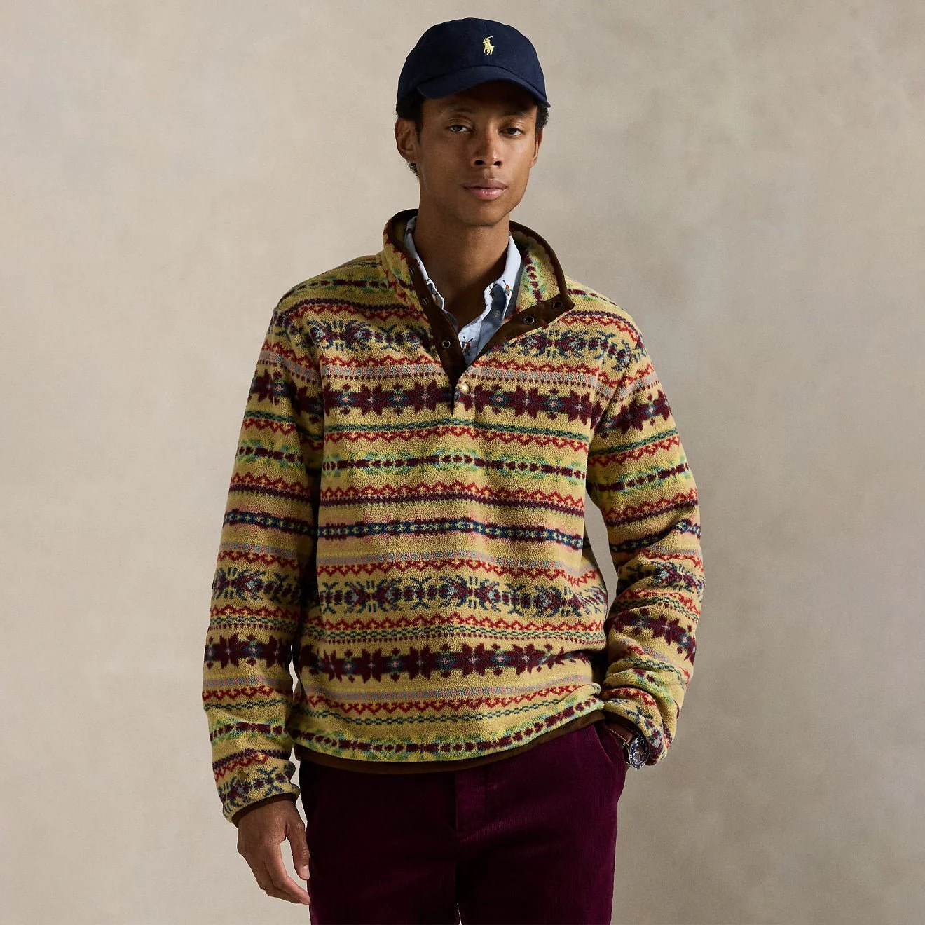 Polo Ralph Lauren Fair Isle-Inspired Fleece Pullover Camel Combo - Image 2