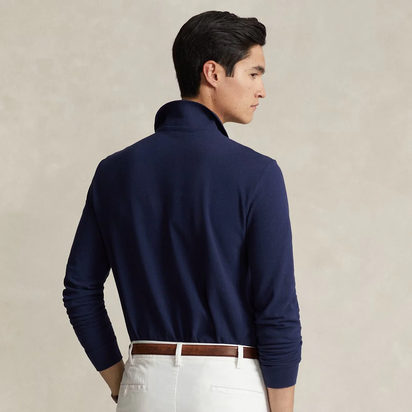 Polo Ralph Lauren L/S Custom Slim Fit Polo Shirt Newport Navy - Image 3