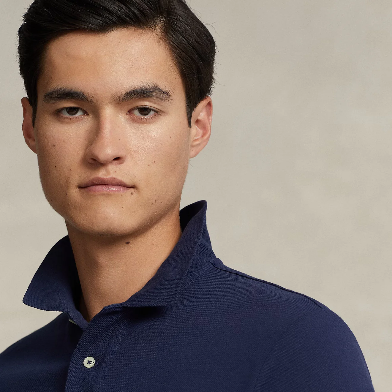 Polo Ralph Lauren L/S Custom Slim Fit Polo Shirt Newport Navy - Image 4