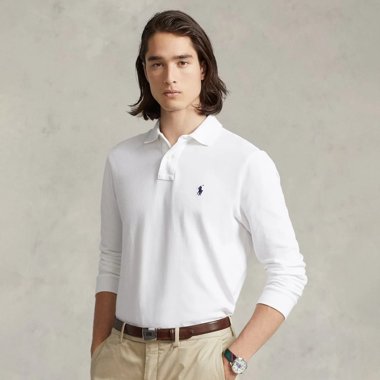 Polo Ralph Lauren L/S Custom Slim Fit Polo Shirt White - Image 2