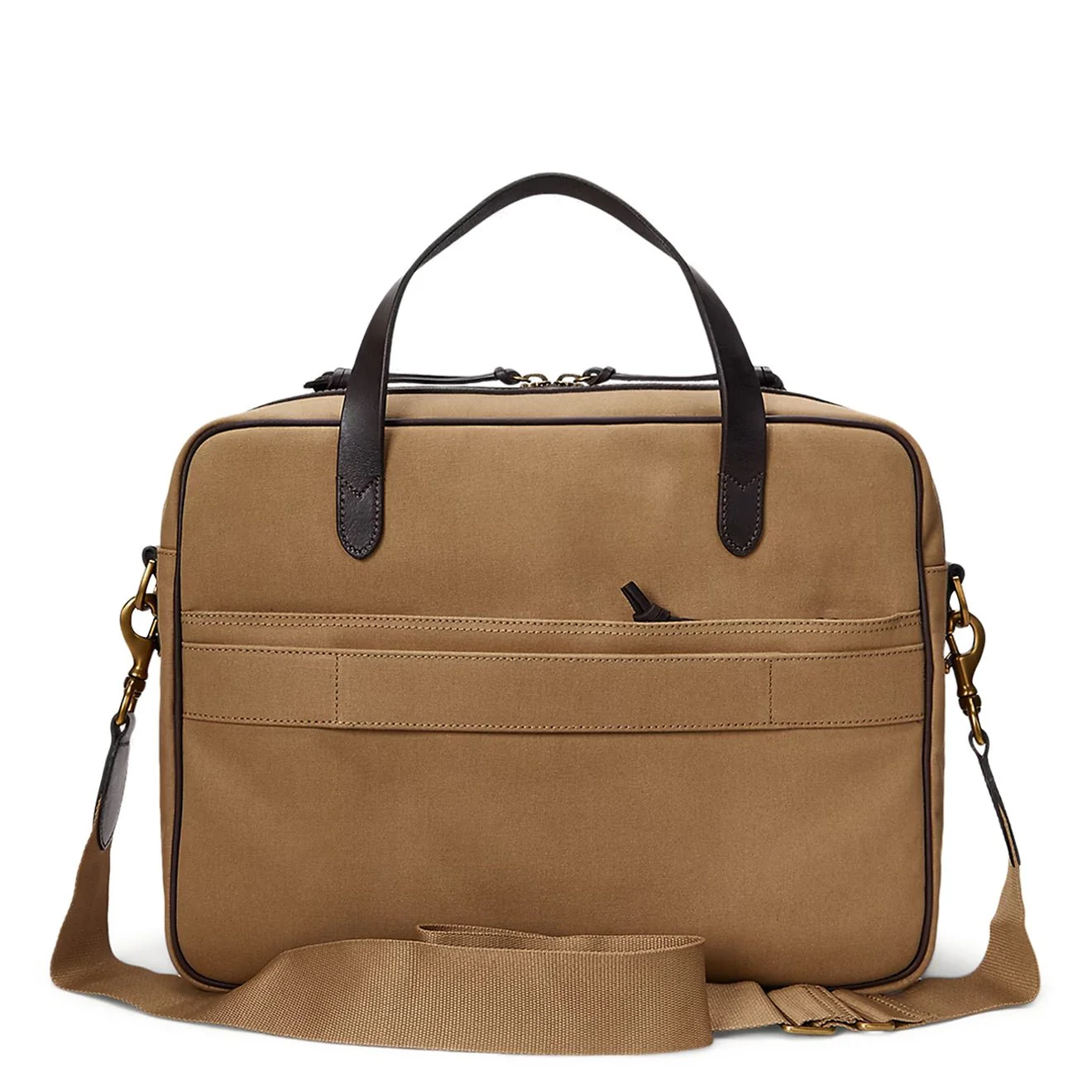 Polo Ralph Lauren Leather -Trim Canvas Commuter Bag Montana Khaki / Dark Brown - Image 2