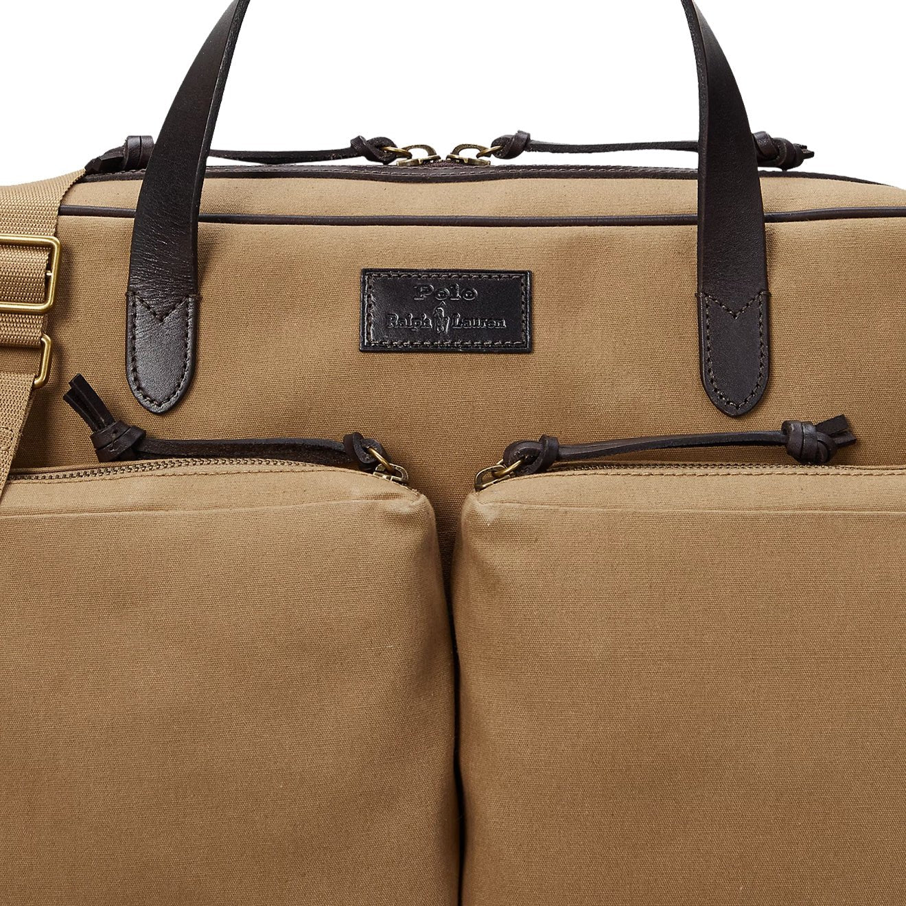 Polo Ralph Lauren Leather -Trim Canvas Commuter Bag Montana Khaki / Dark Brown - Image 3