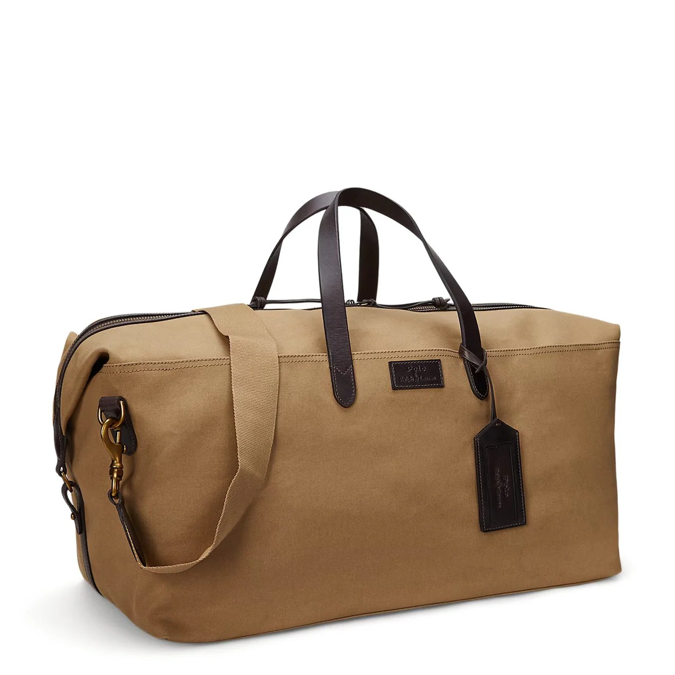 Polo Ralph Lauren Leather -Trim Canvas Duffel Bag Montana Khaki / Dark Brown - Image 2