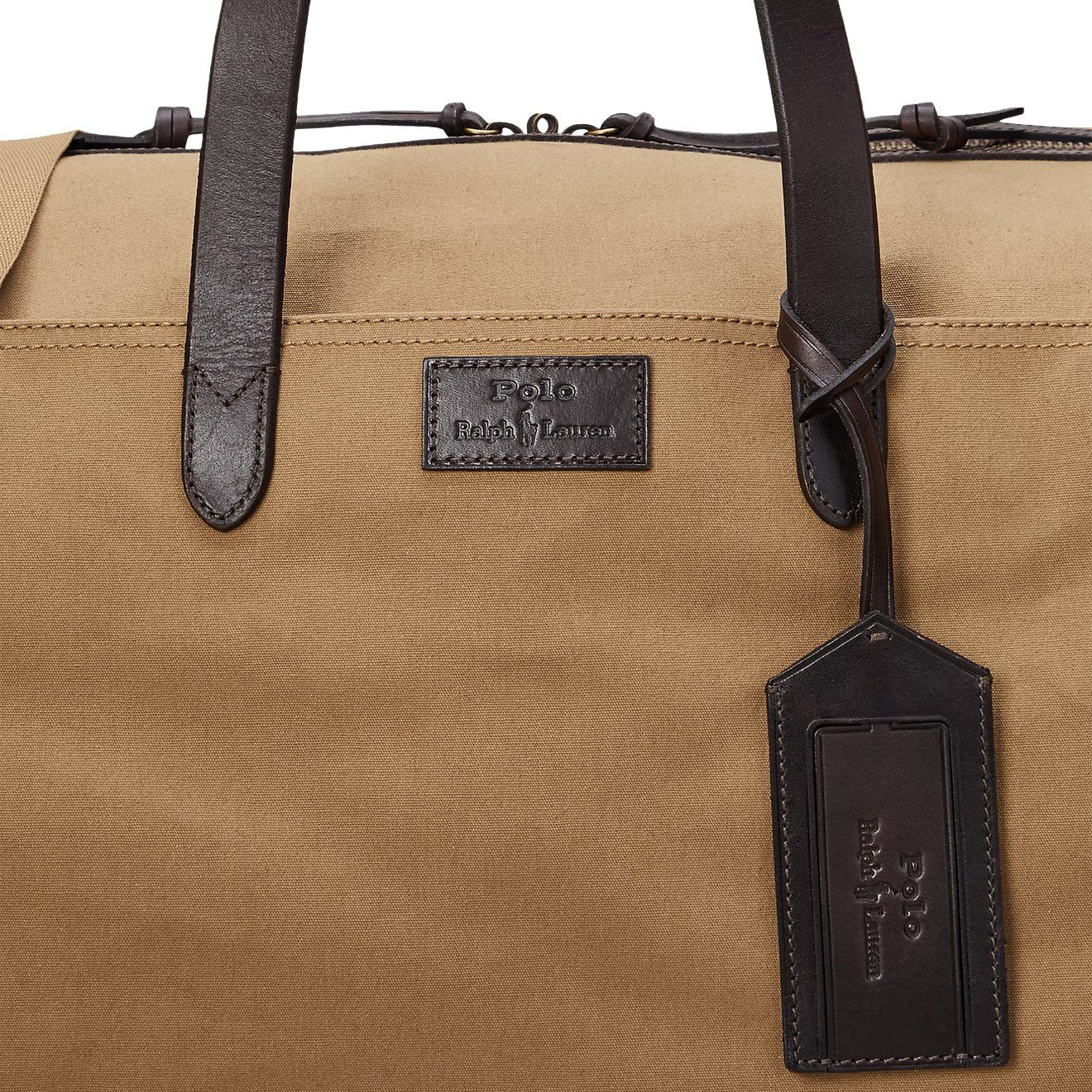 Polo Ralph Lauren Leather -Trim Canvas Duffel Bag Montana Khaki / Dark Brown - Image 3