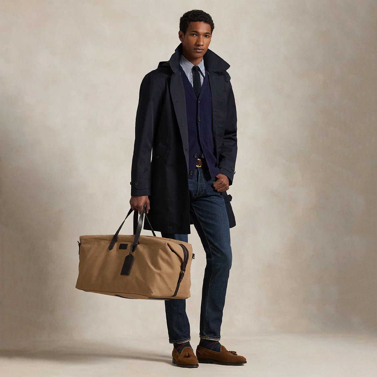 Polo Ralph Lauren Leather -Trim Canvas Duffel Bag Montana Khaki / Dark Brown - Image 4