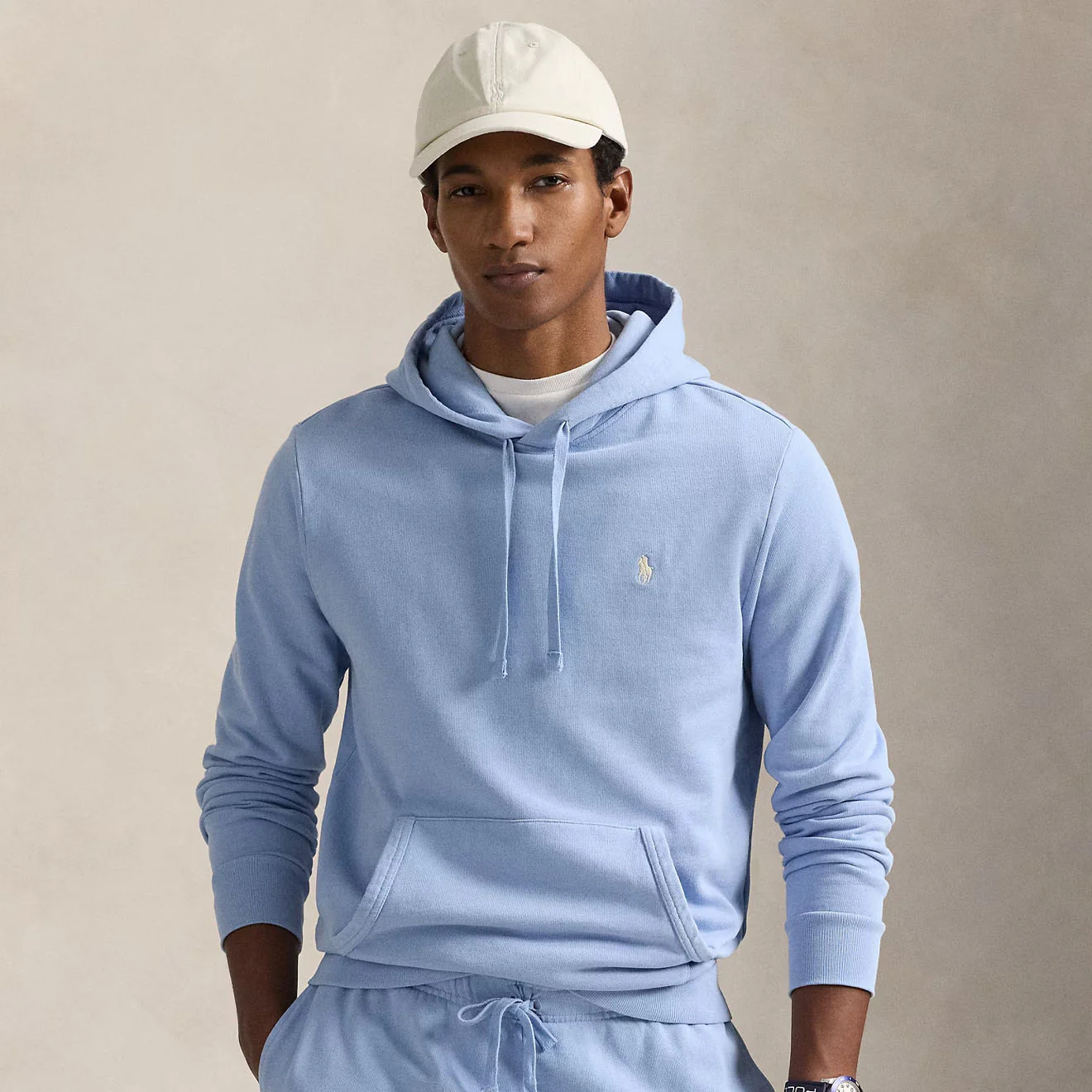 Polo Ralph Lauren Loopback Fleece Hoodie Chambray Blue - Image 2