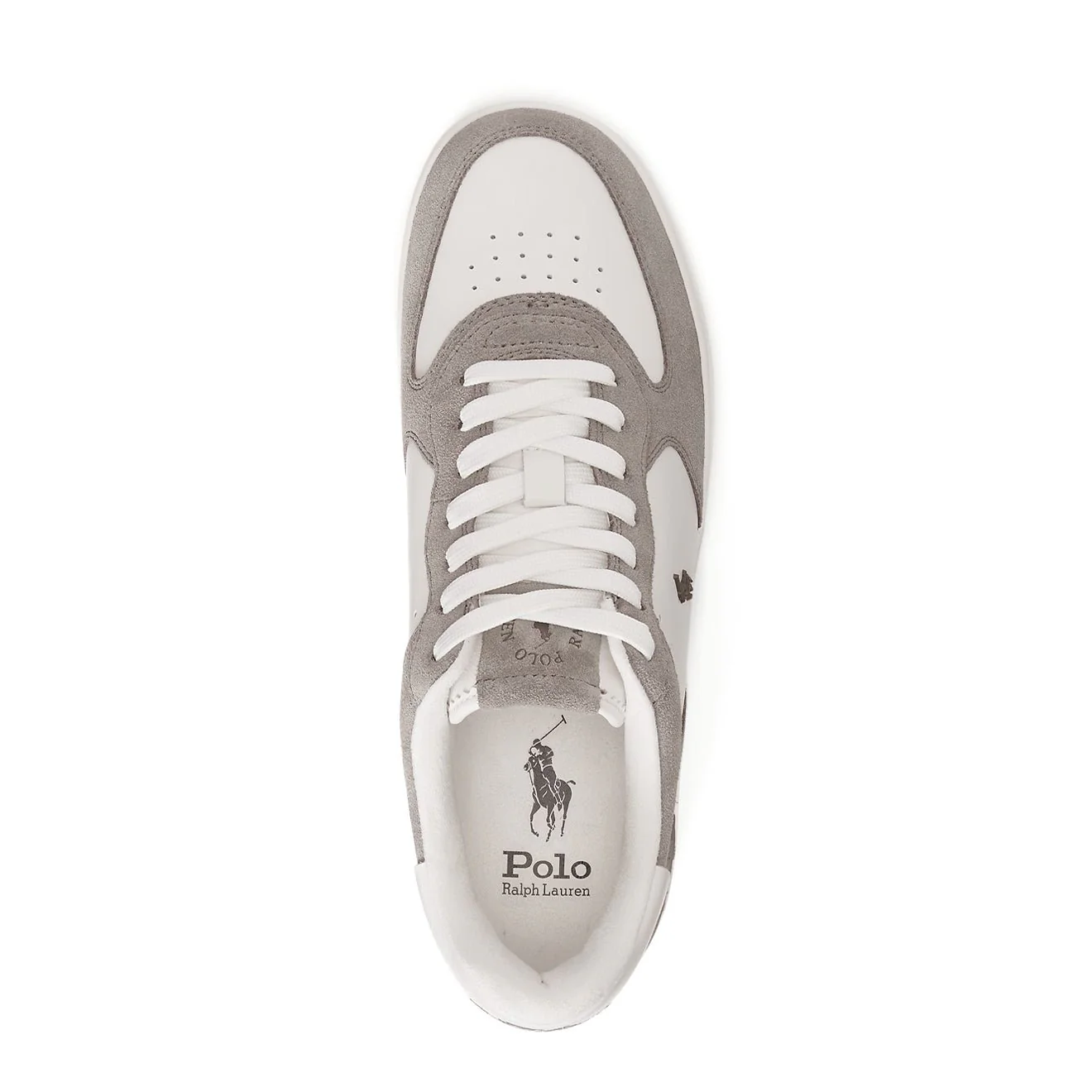Polo Ralph Lauren Masters Court Leather Suede Trainer Earth Grey / Deckwash White - Image 3