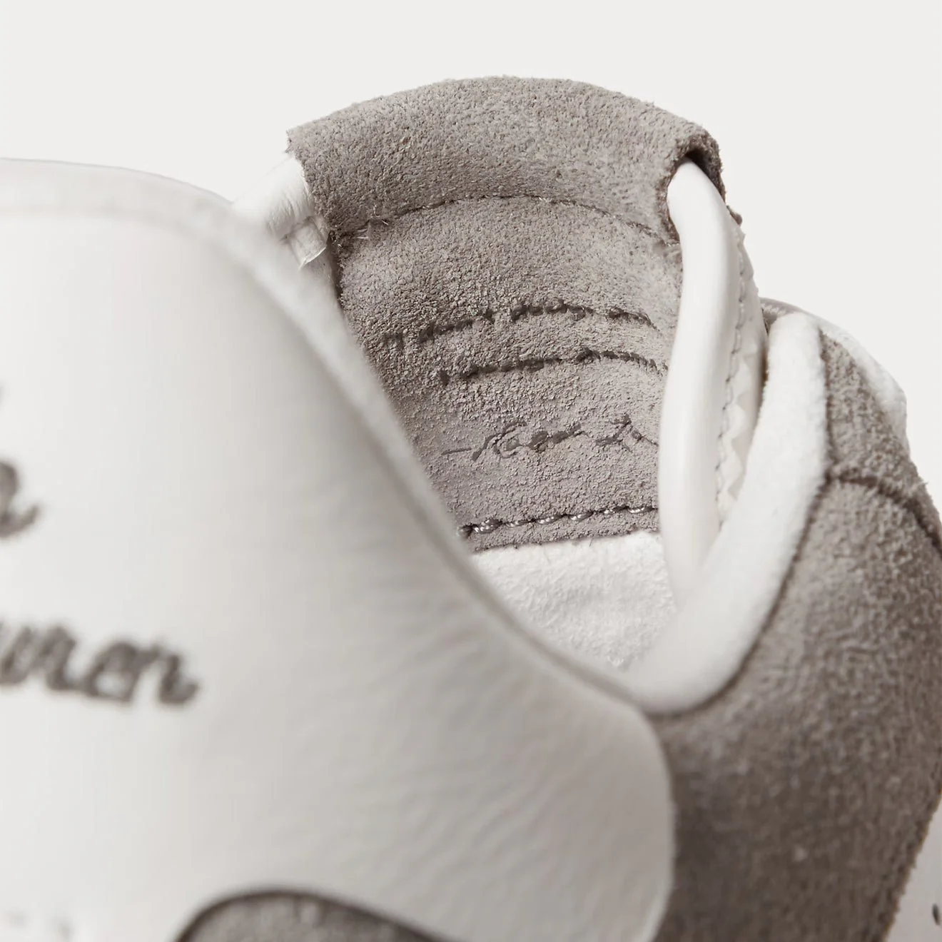 Polo Ralph Lauren Masters Court Leather Suede Trainer Earth Grey / Deckwash White - Image 4