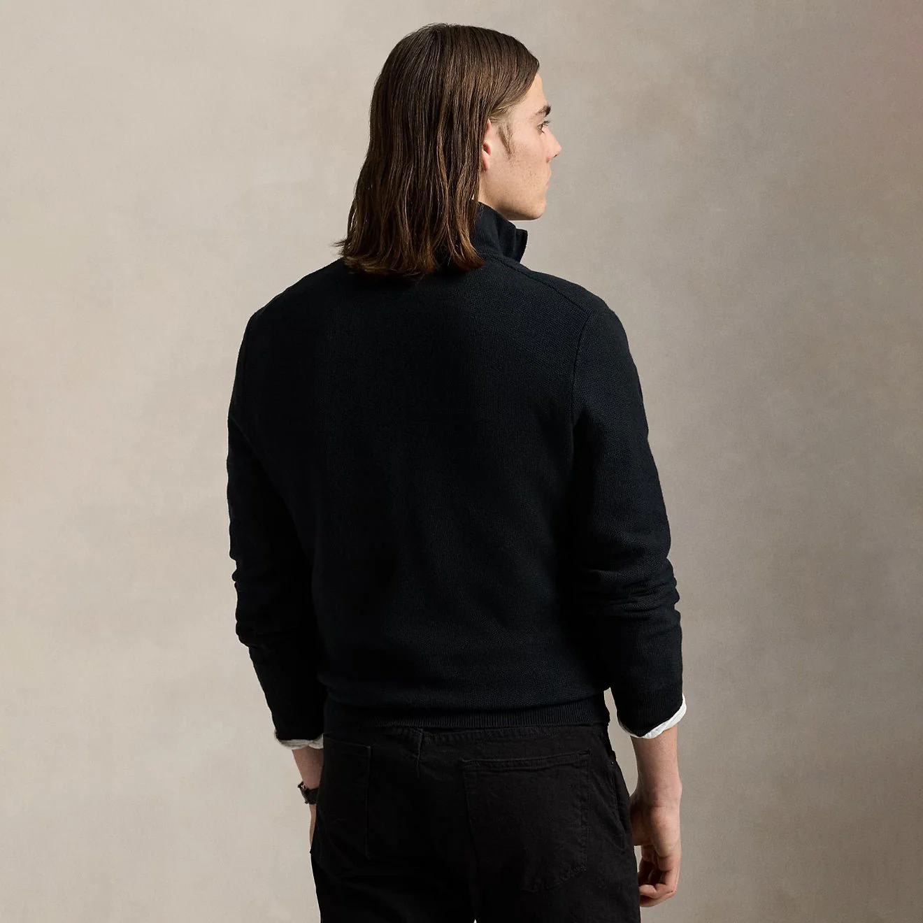 Polo Ralph Lauren Mesh-Knit Cotton Quarter-Zip Sweater Polo Black / Tonal PP - Image 3