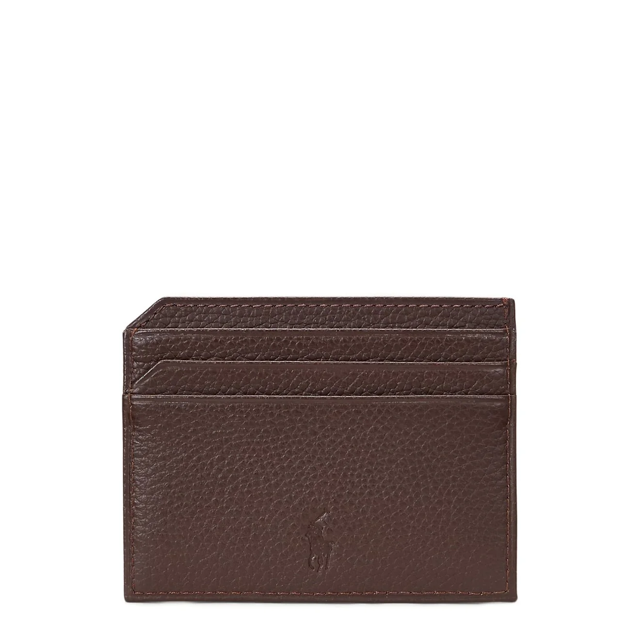 Polo Ralph Lauren Pebbled Leather Card Case Dark Brown - Image 2