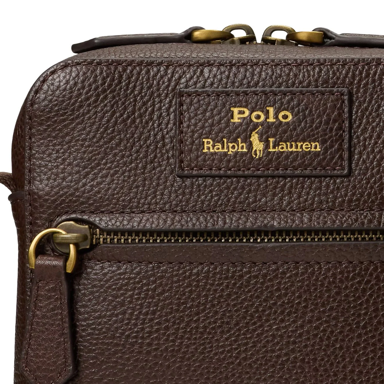 Polo Ralph Lauren Pebbled Leather Crossbody Bag Dark Brown - Image 3