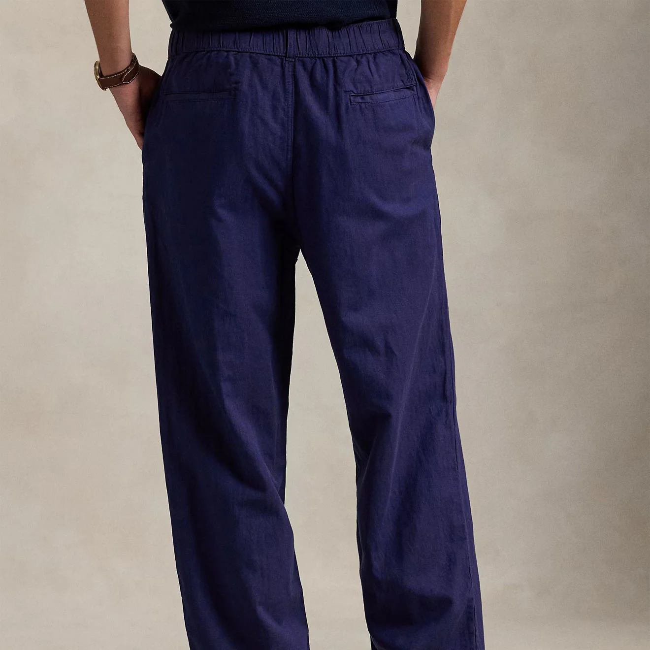 Polo Ralph Lauren Pleated Cotton Linen Pants Newport Navy - Image 3