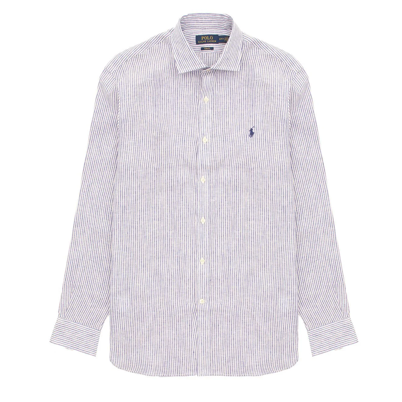 Polo Ralph Lauren Pony Embroidered Stripe Linen Shirt Royal White