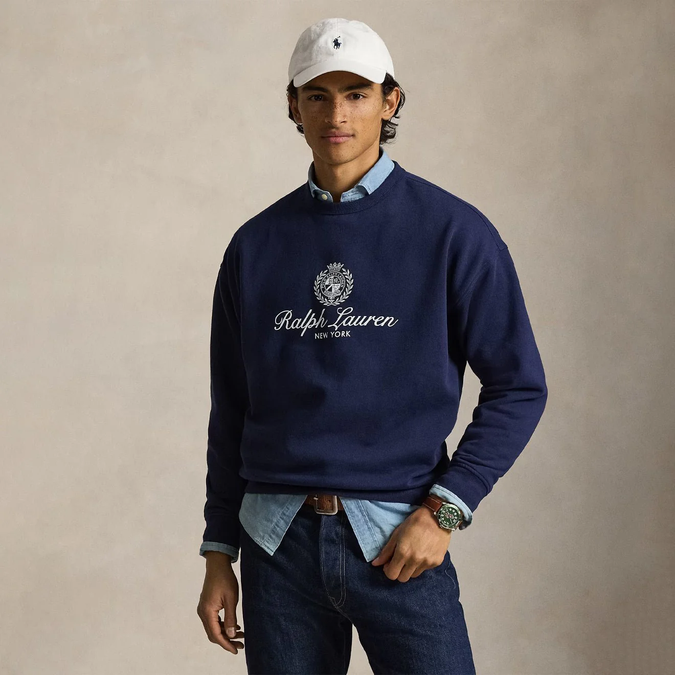 Polo Ralph Lauren Relaxed Fit Fleece Graphic Sweatshirt Newport Navy - Image 2
