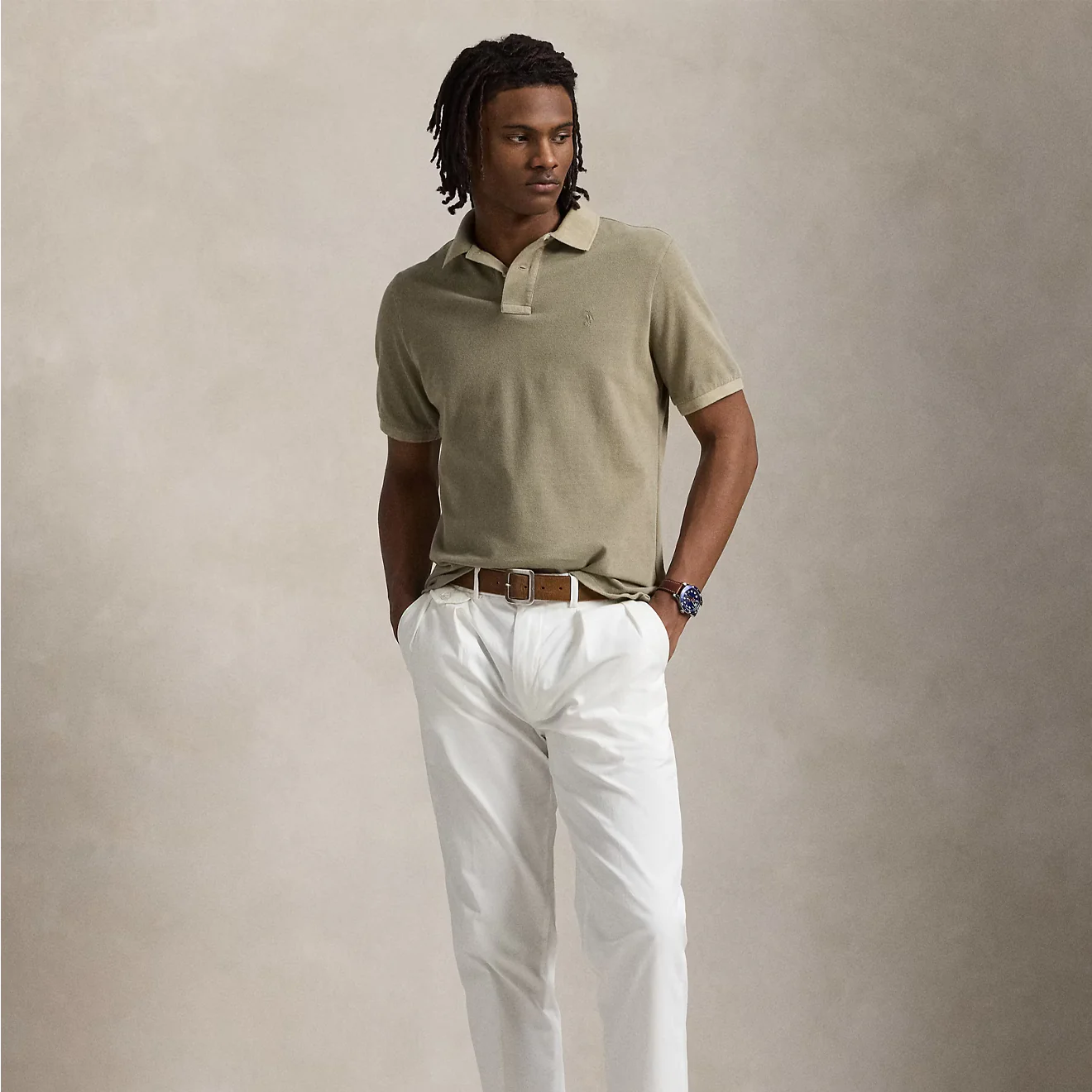 Polo Ralph Lauren Short Sleeve Polo Shirt Custom Slim Olive - Image 2