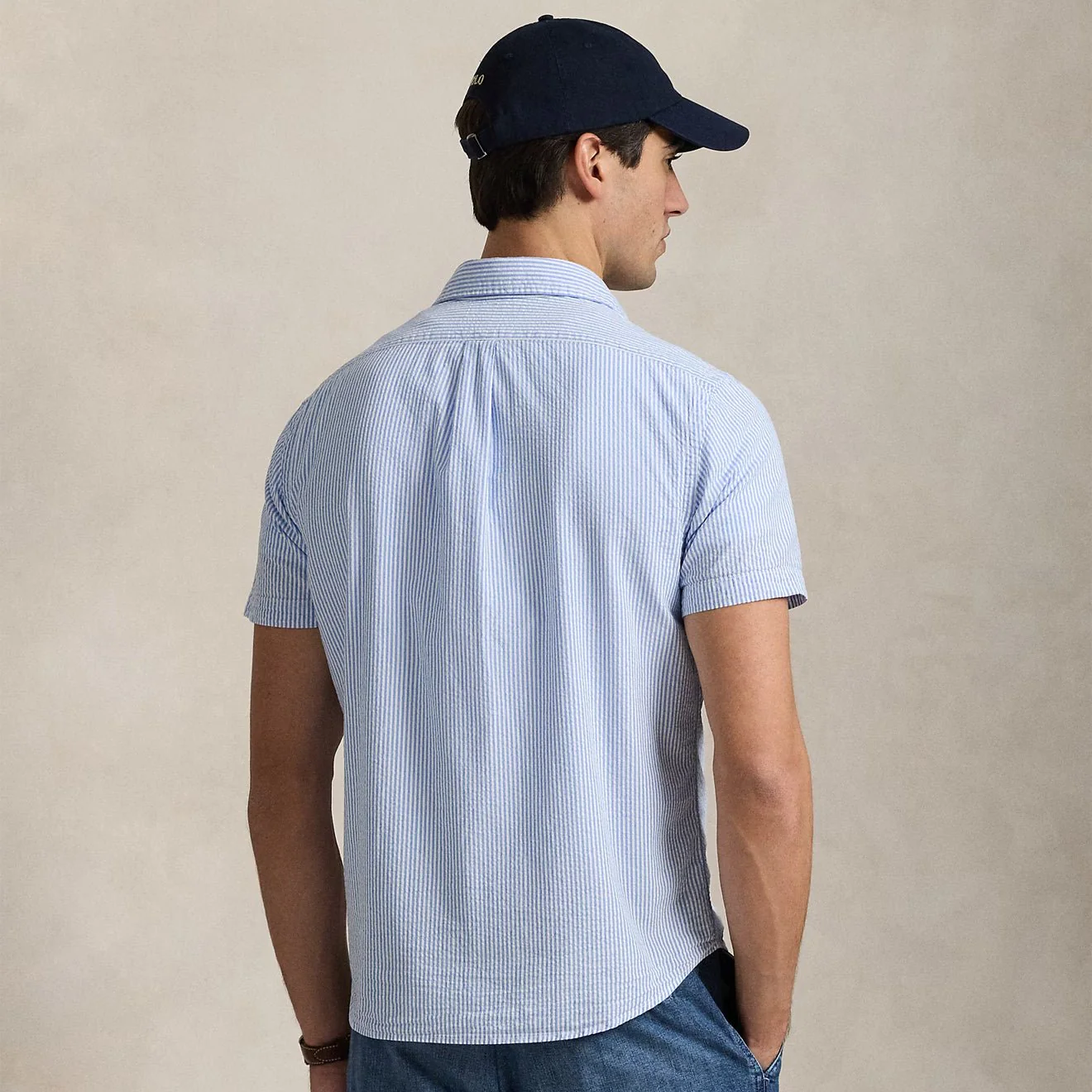 Polo Ralph Lauren Short Sleeve Sport Shirt Custom Blue / White - Image 3