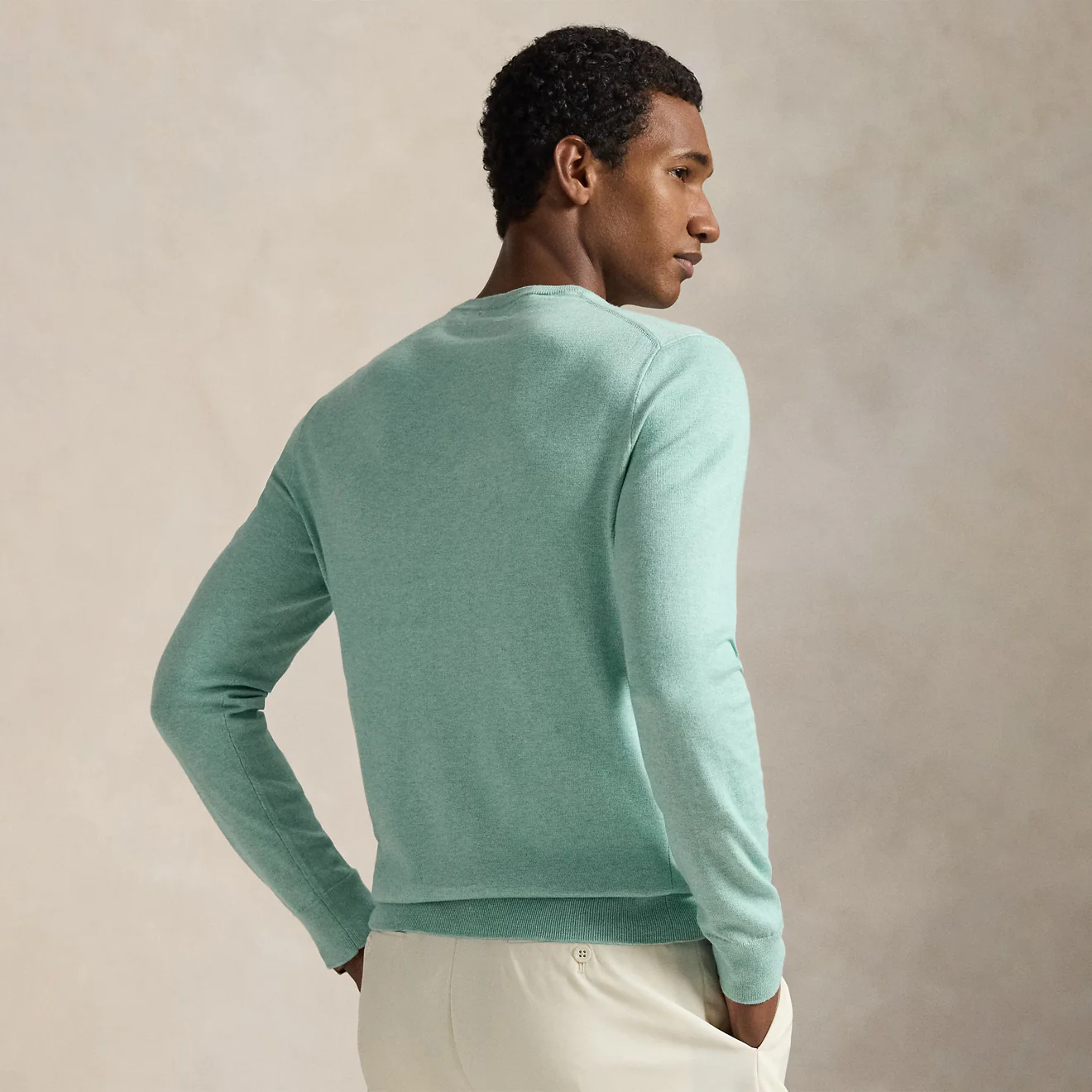 Polo Ralph Lauren Slim Fit Textured Cotton Sweater Green Swallow Heather - Image 3