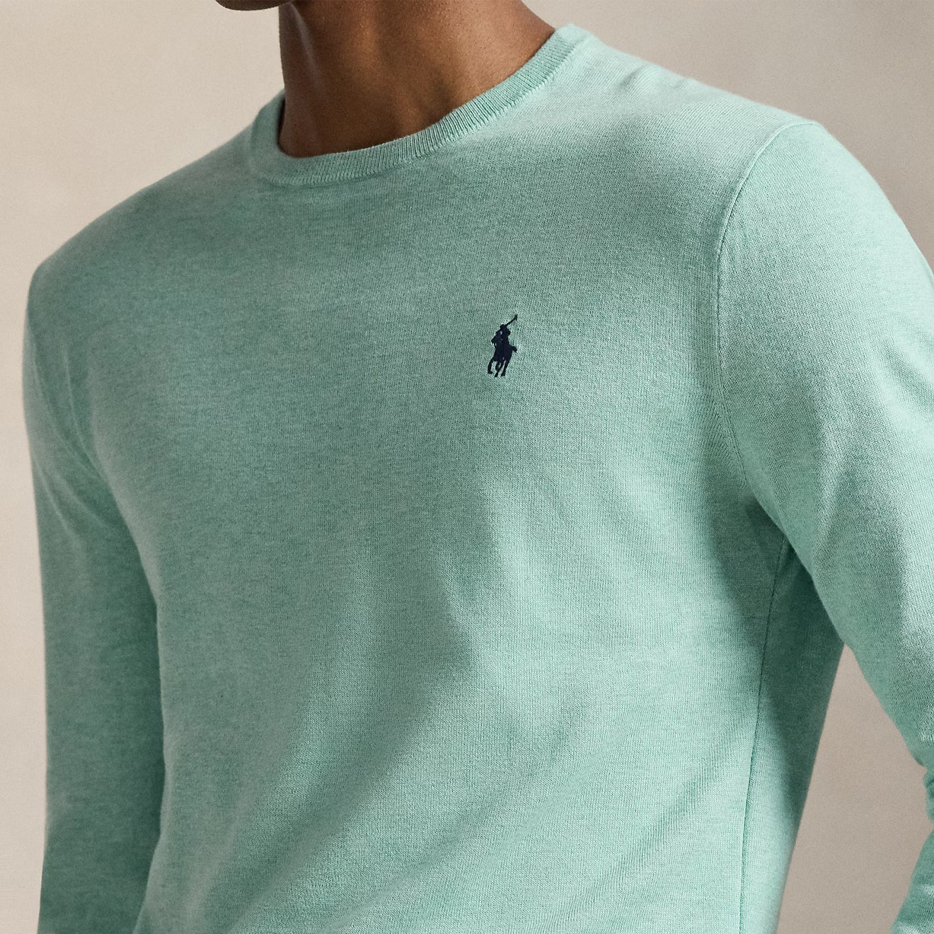 Polo Ralph Lauren Slim Fit Textured Cotton Sweater Green Swallow Heather - Image 4