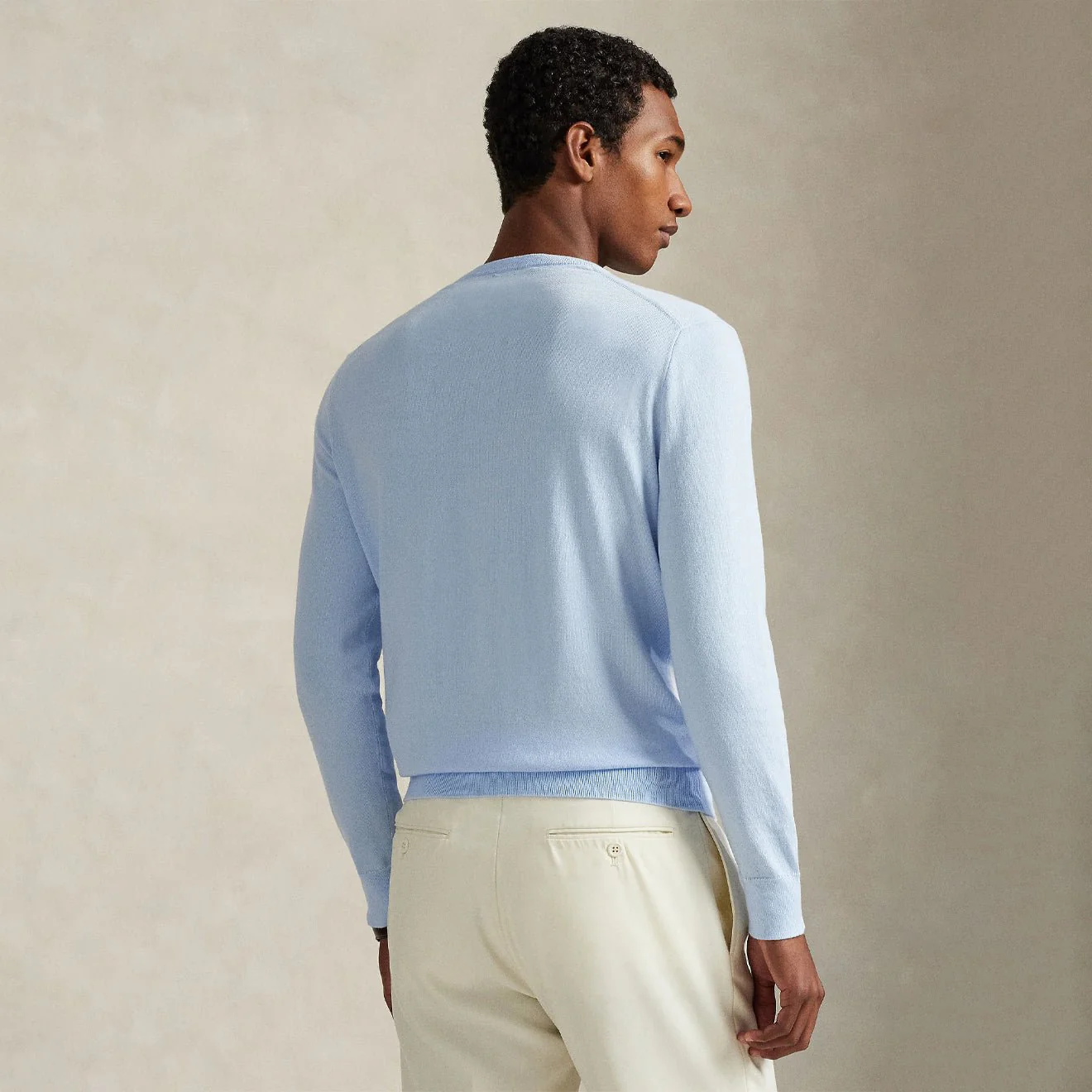 Polo Ralph Lauren Slim Fit Textured Cotton Sweater Office Blue - Image 3